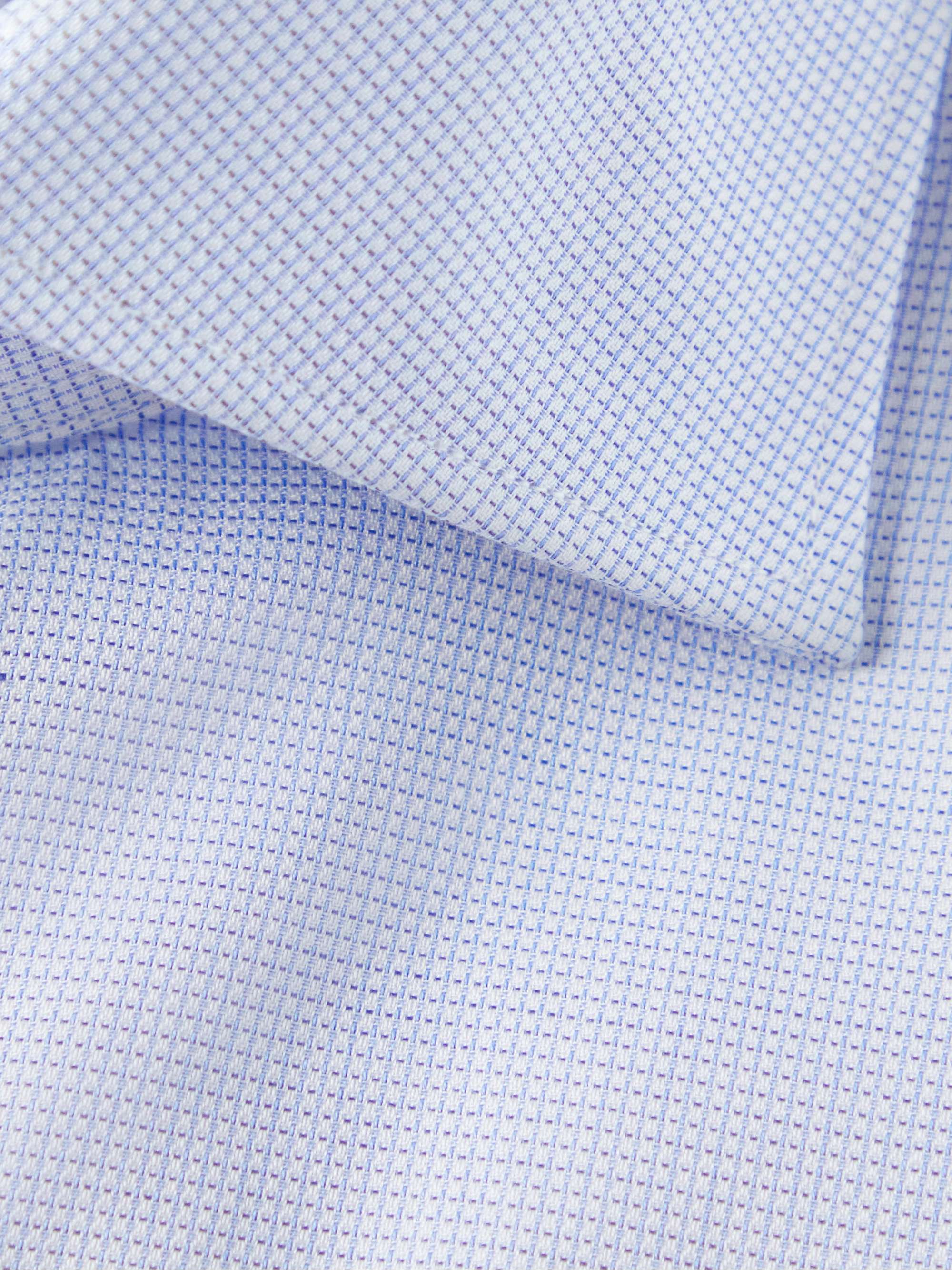 ZEGNA Trofeo Slim-Fit Cutaway-Collar Checked Cotton-Blend Poplin Shirt