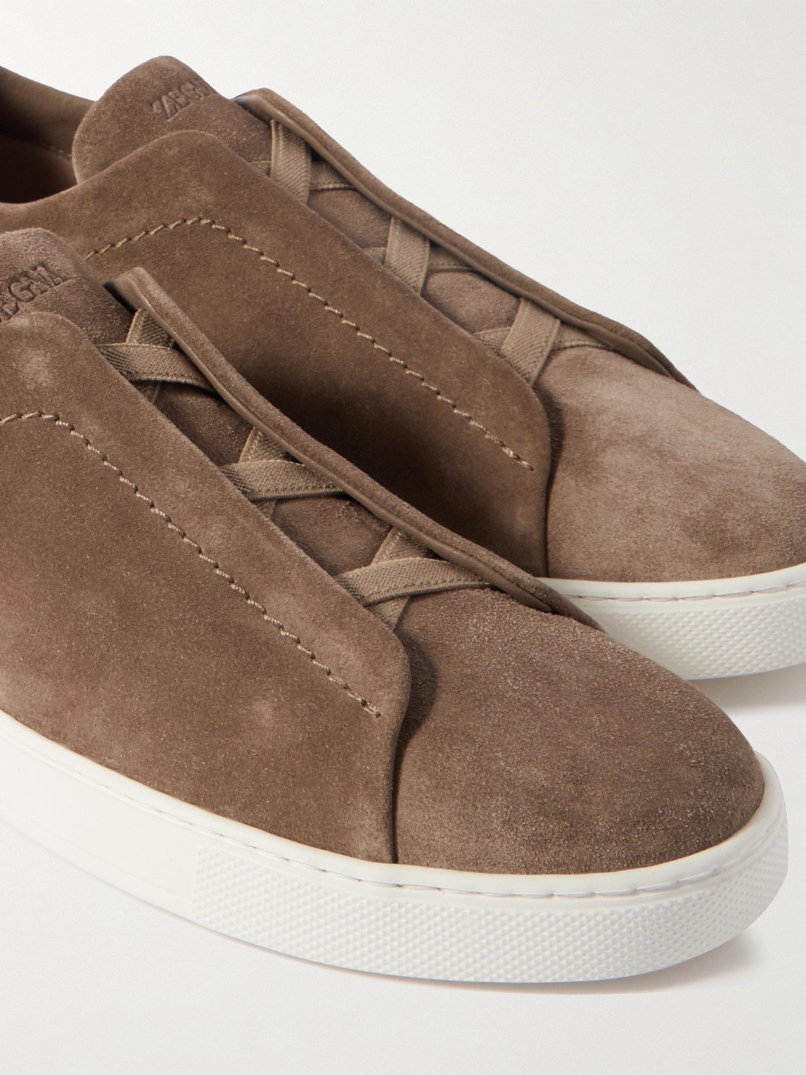 Shop Zegna Triple Stitch™ Suede Sneakers In Brown