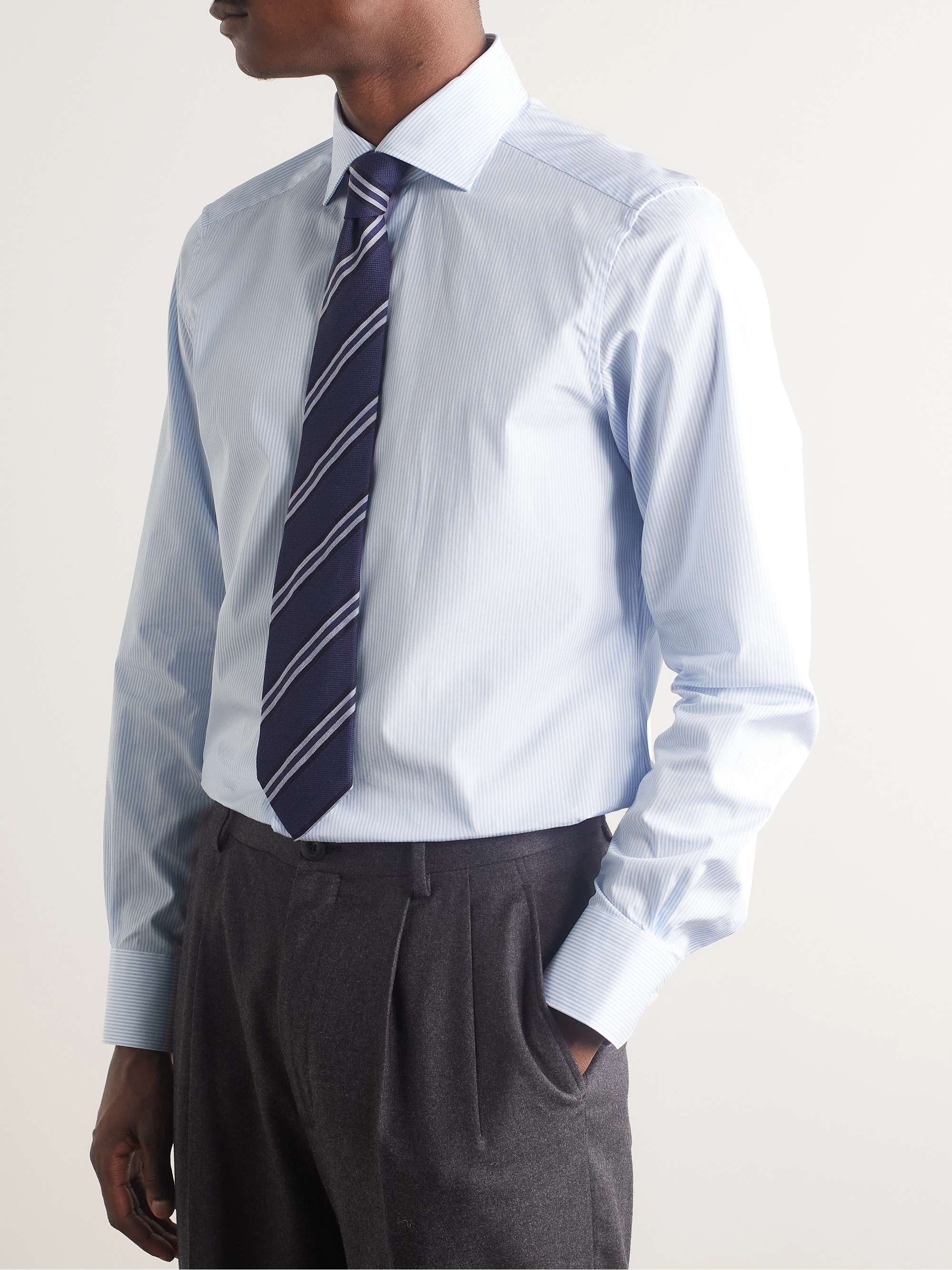 ZEGNA Trofeo Striped Cotton-Poplin Shirt