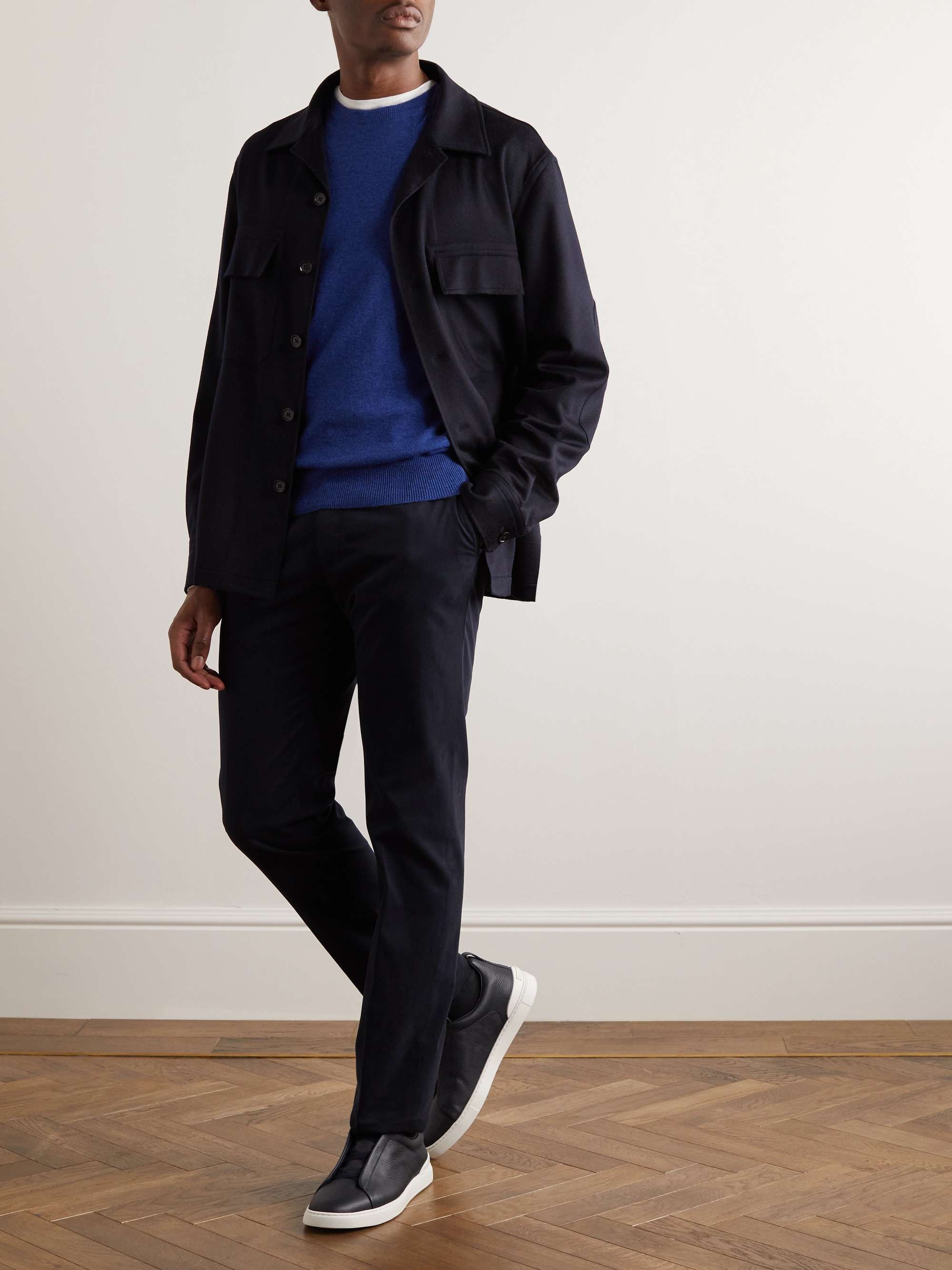 ZEGNA Slim-Fit Stretch-Cotton Twill Trousers