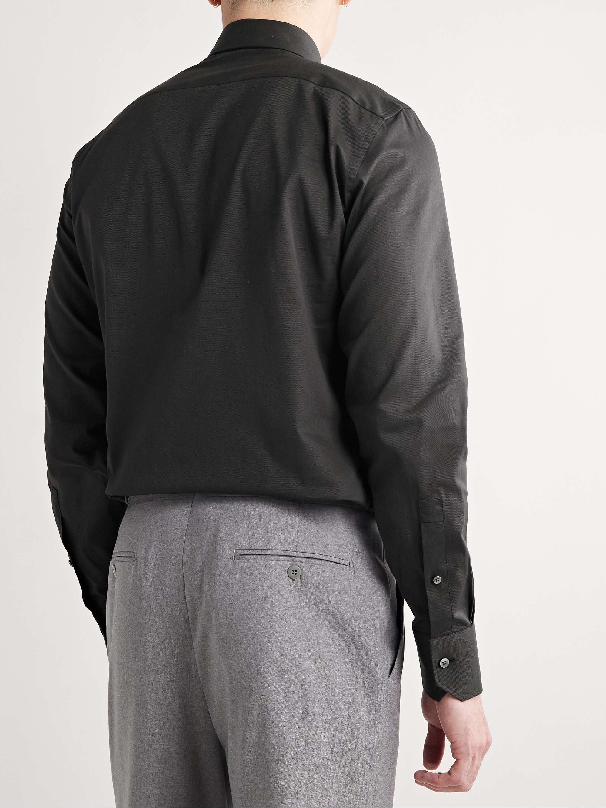 ZEGNA Trofeo Slim-Fit Cutaway-Collar Cotton-Blend Twill Shirt