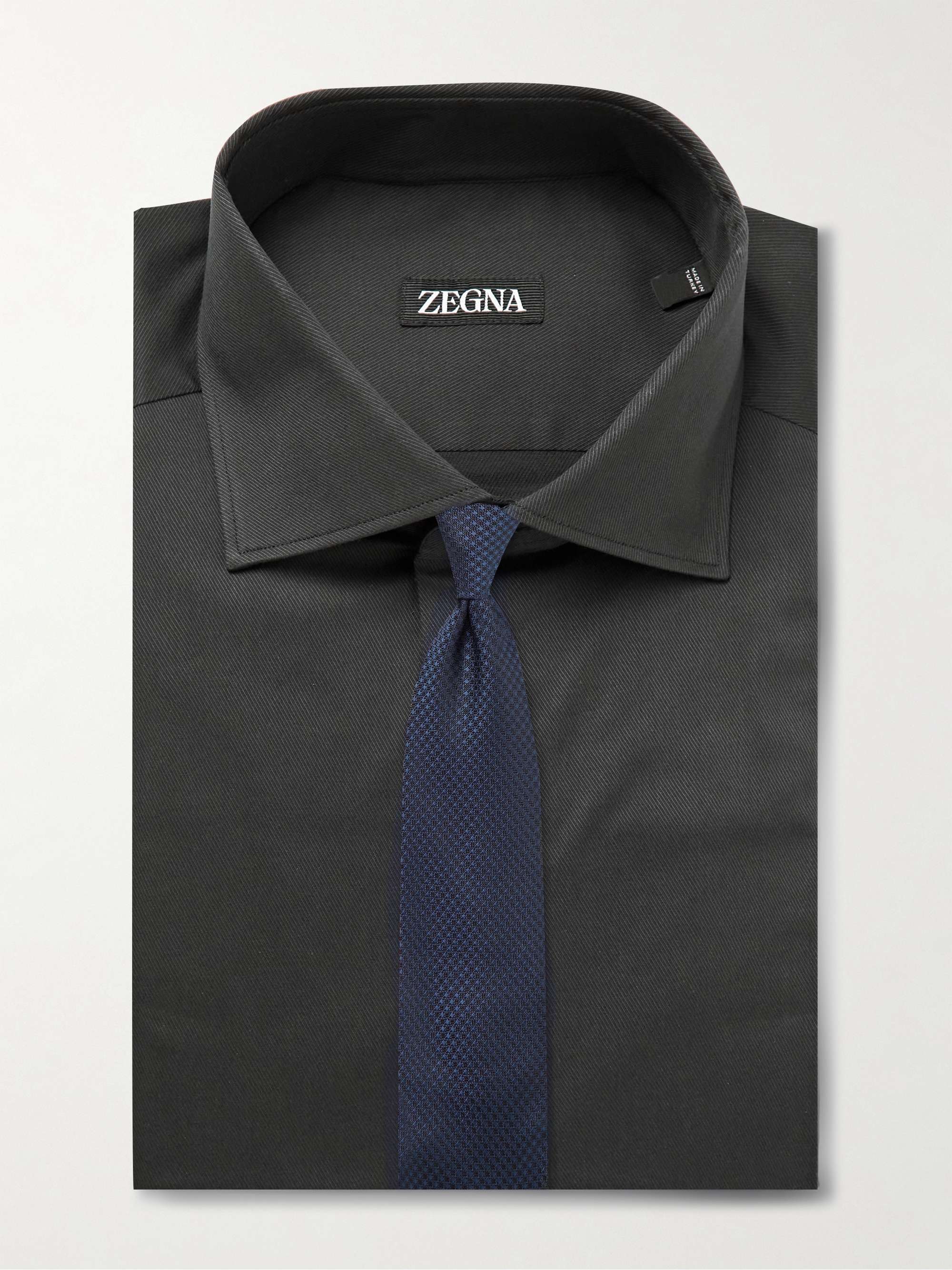 ZEGNA Trofeo Slim-Fit Cutaway-Collar Cotton-Blend Twill Shirt