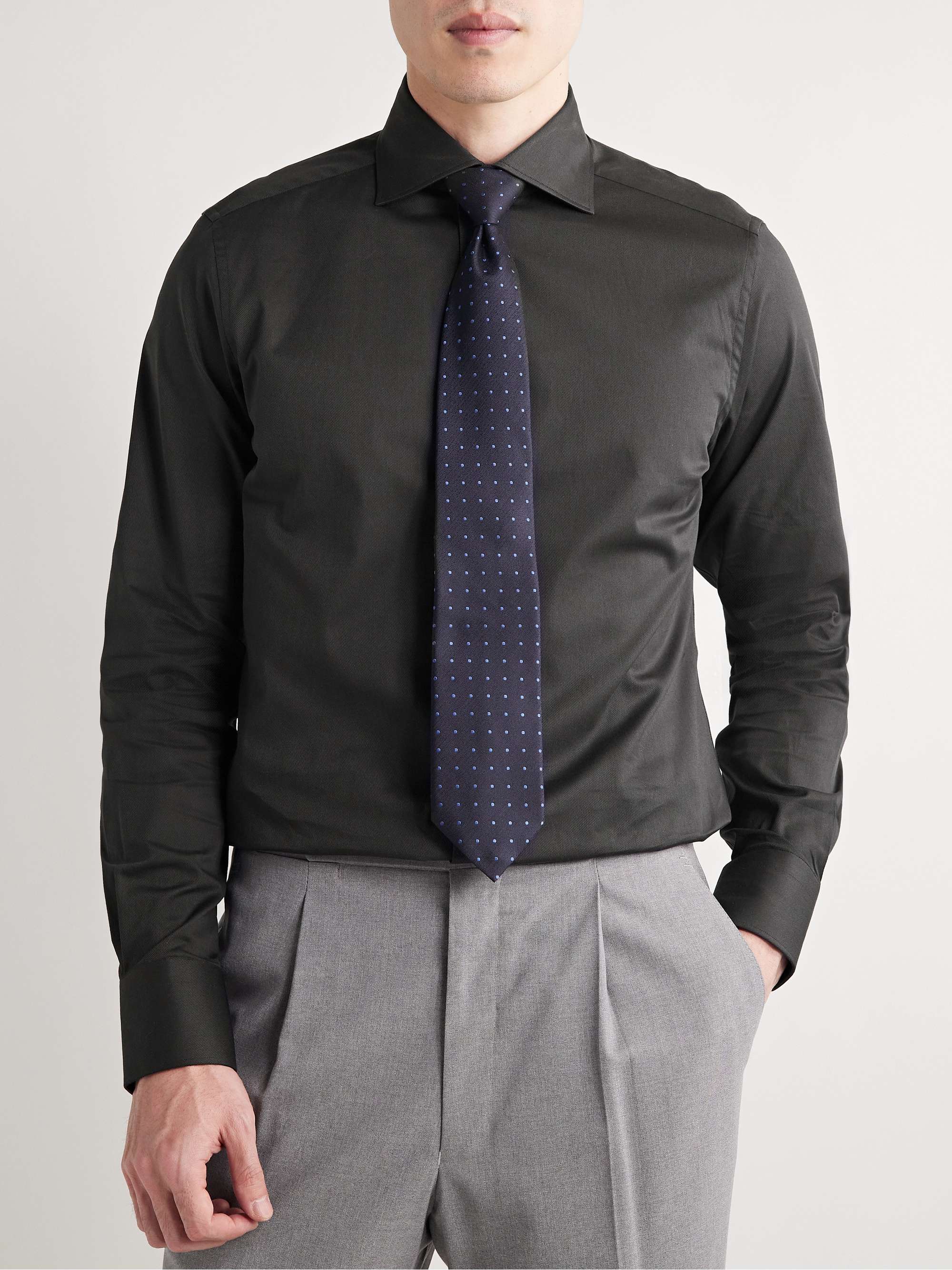 ZEGNA Trofeo Slim-Fit Cutaway-Collar Cotton-Blend Twill Shirt