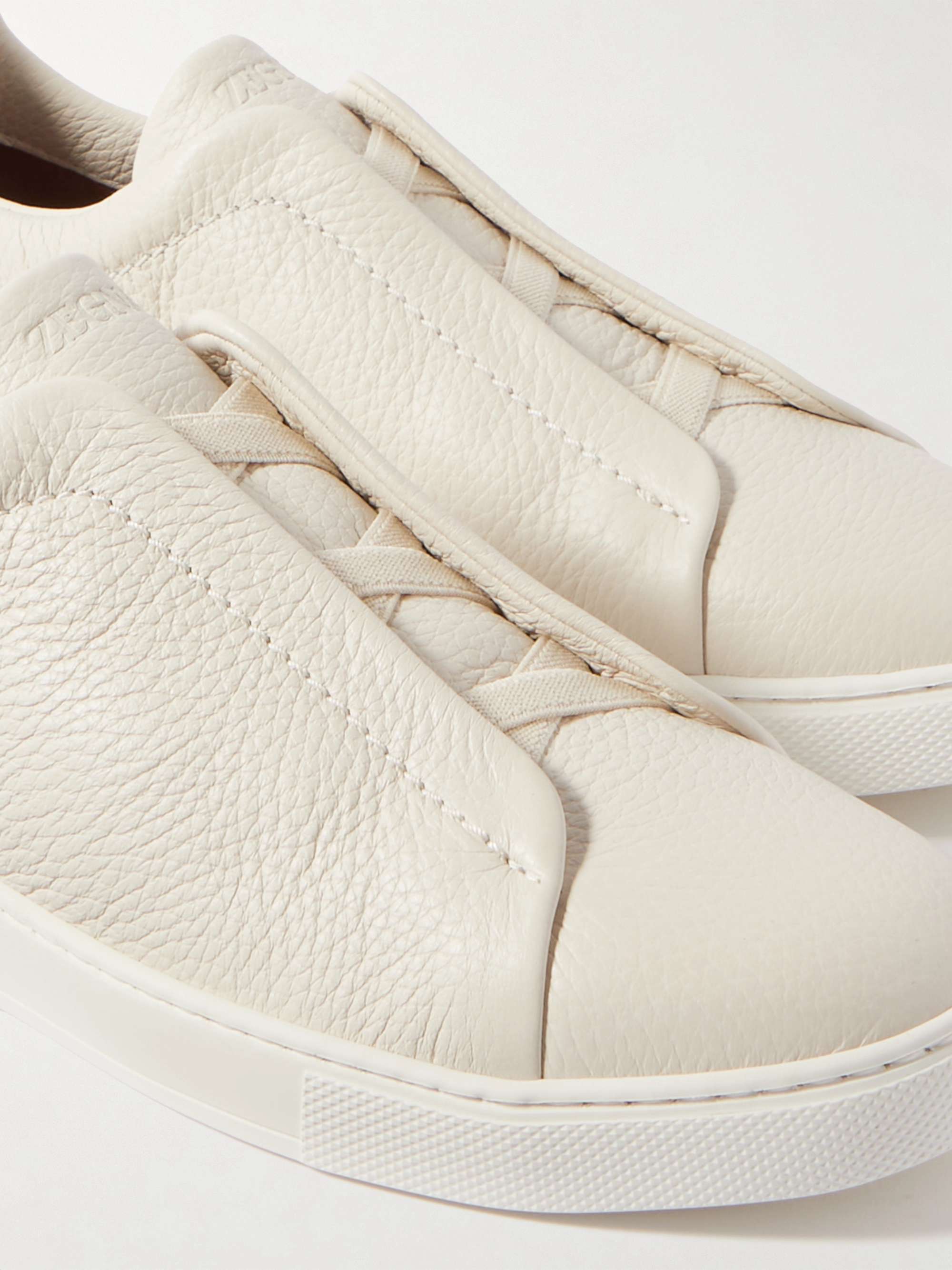 ZEGNA Triple Stitch Full-Grain Leather Sneakers