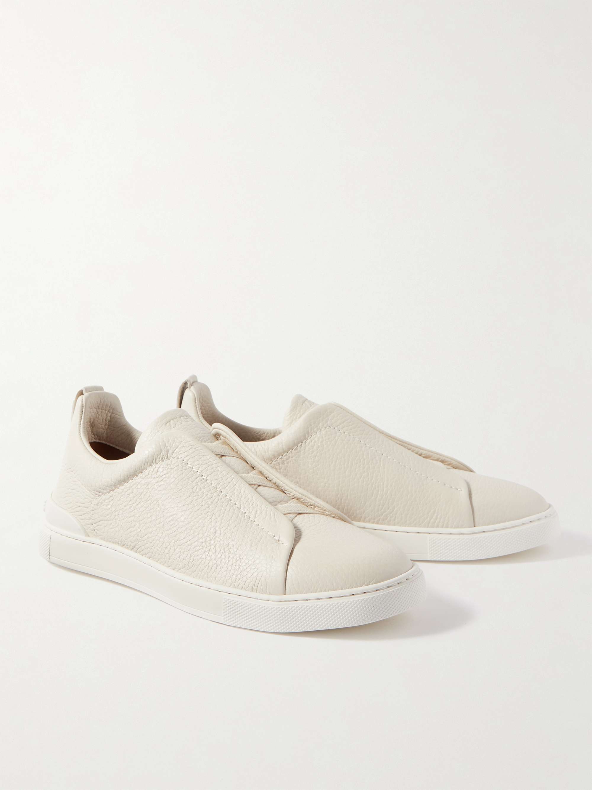 ZEGNA Triple Stitch Full-Grain Leather Sneakers