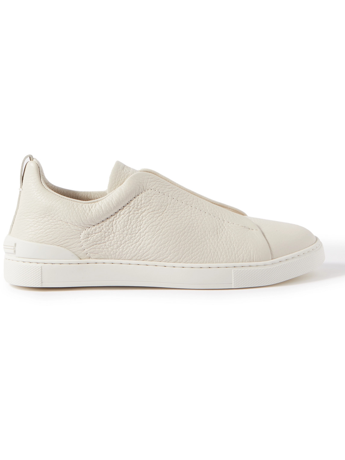 Zegna - Triple Stitch™ Full-Grain Leather Slip-On Sneakers - Men - White - UK 11.5