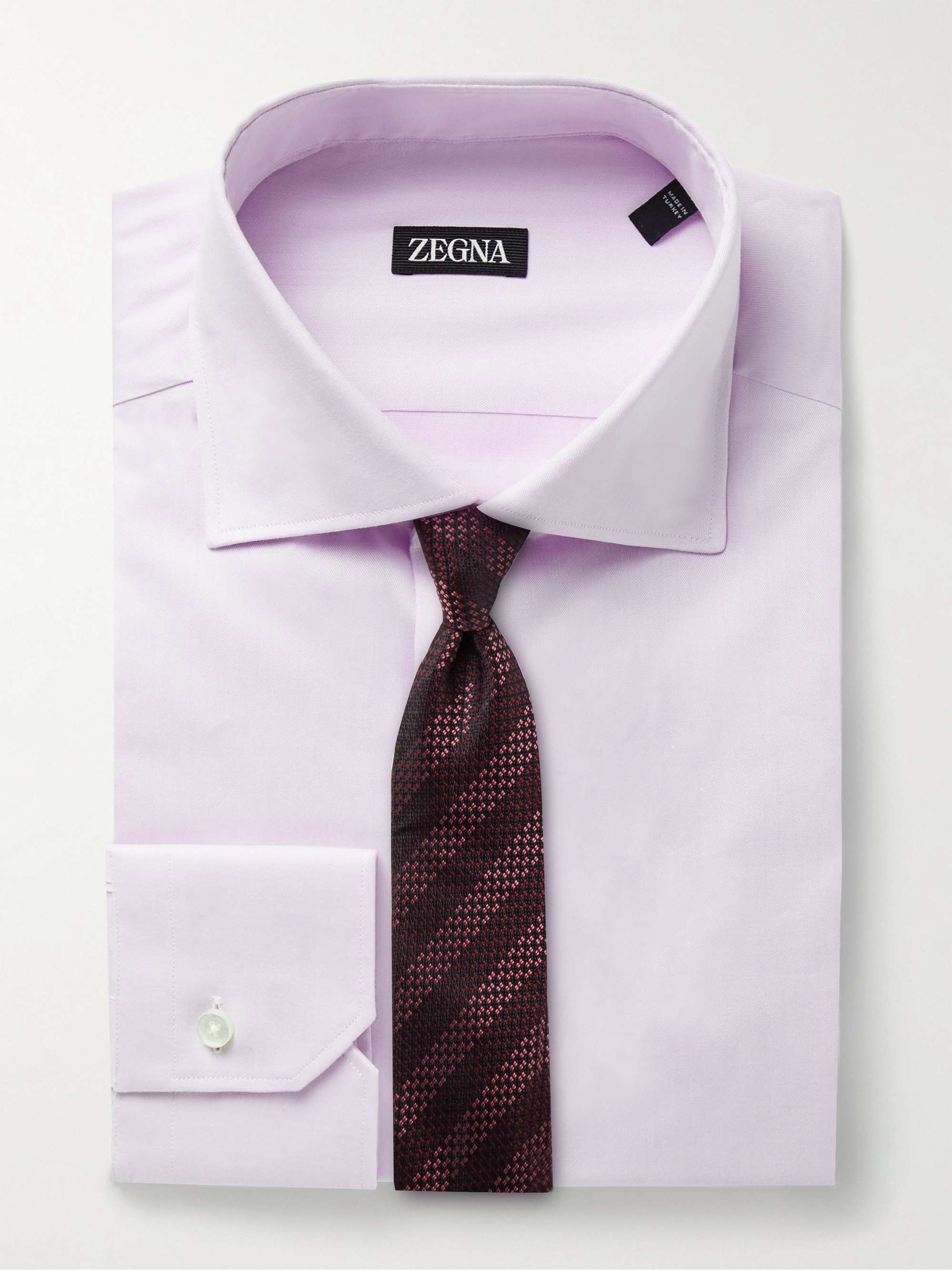 ZEGNA Trofeo Slim-Fit Cutaway-Collar Cotton-Blend Twill Shirt