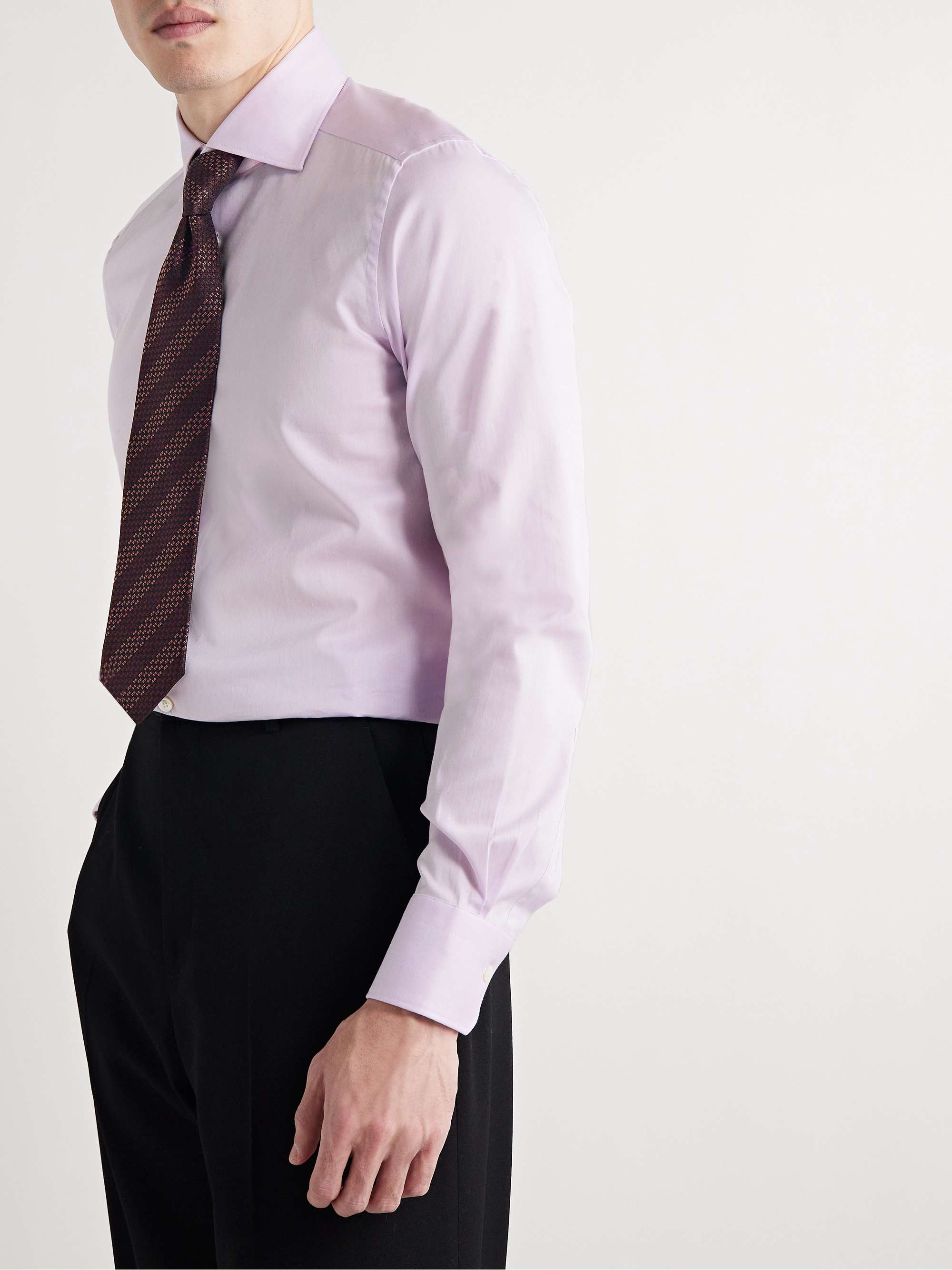 ZEGNA Trofeo Slim-Fit Cutaway-Collar Cotton-Blend Twill Shirt