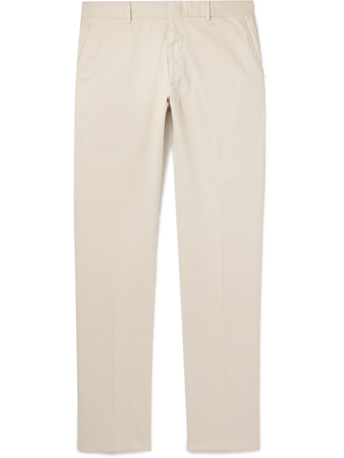 Zegna Straight-leg Cotton Trousers In Neutrals