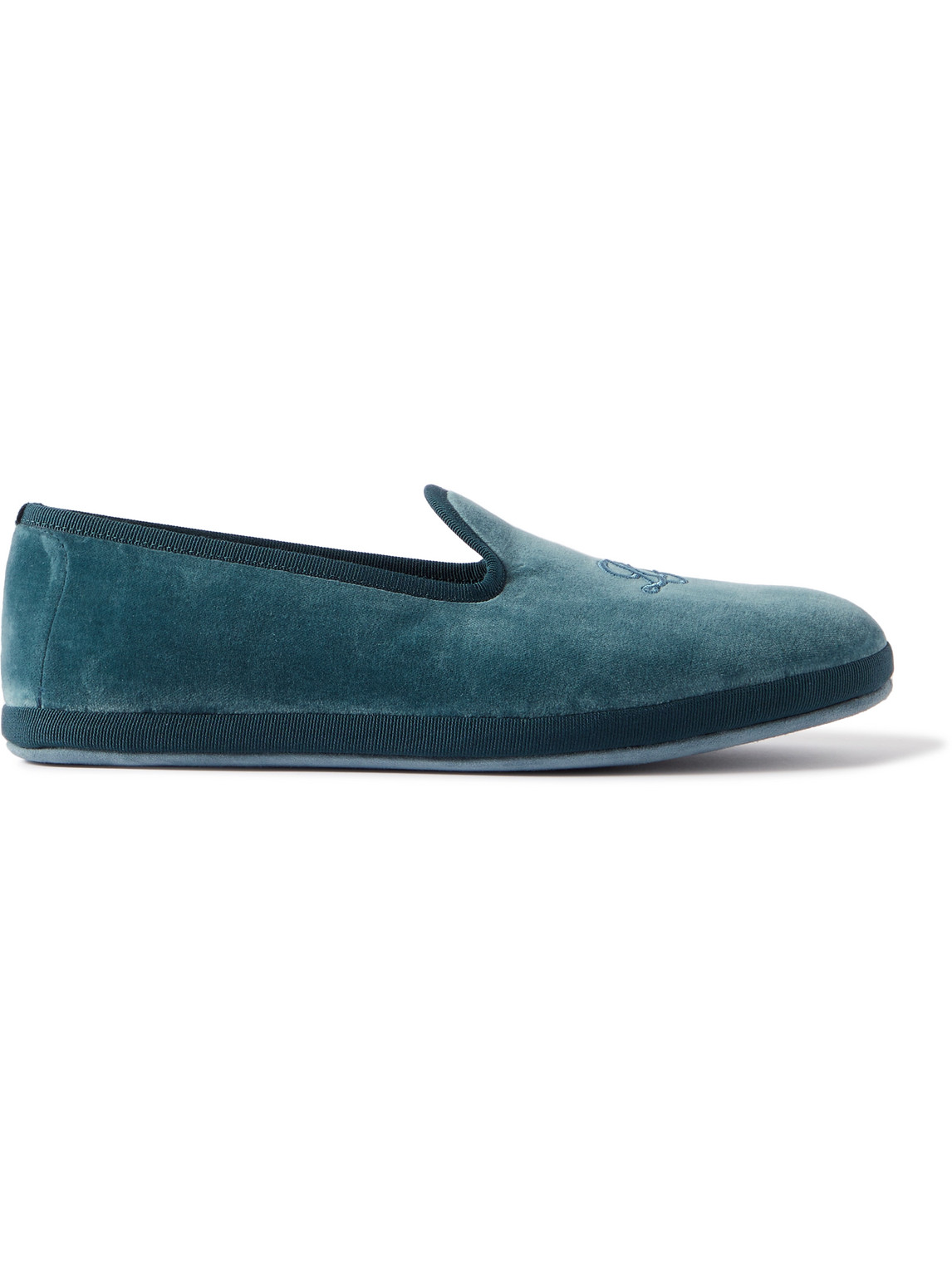 Loro Piana Venice Grosgrain-trimmed Embroidered Velvet Slippers In