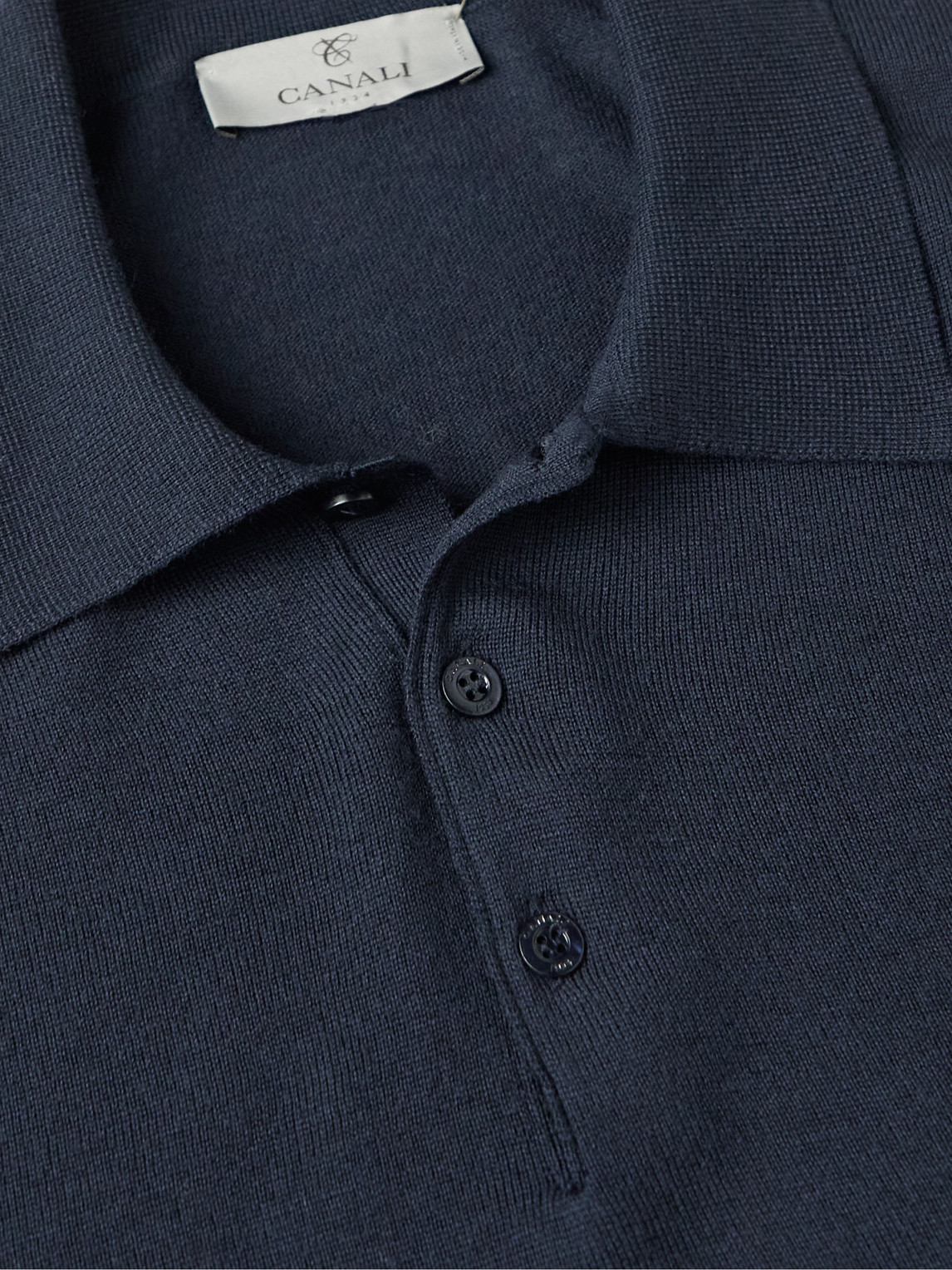 Shop Canali Slim-fit Merino Wool Polo Shirt In Blue