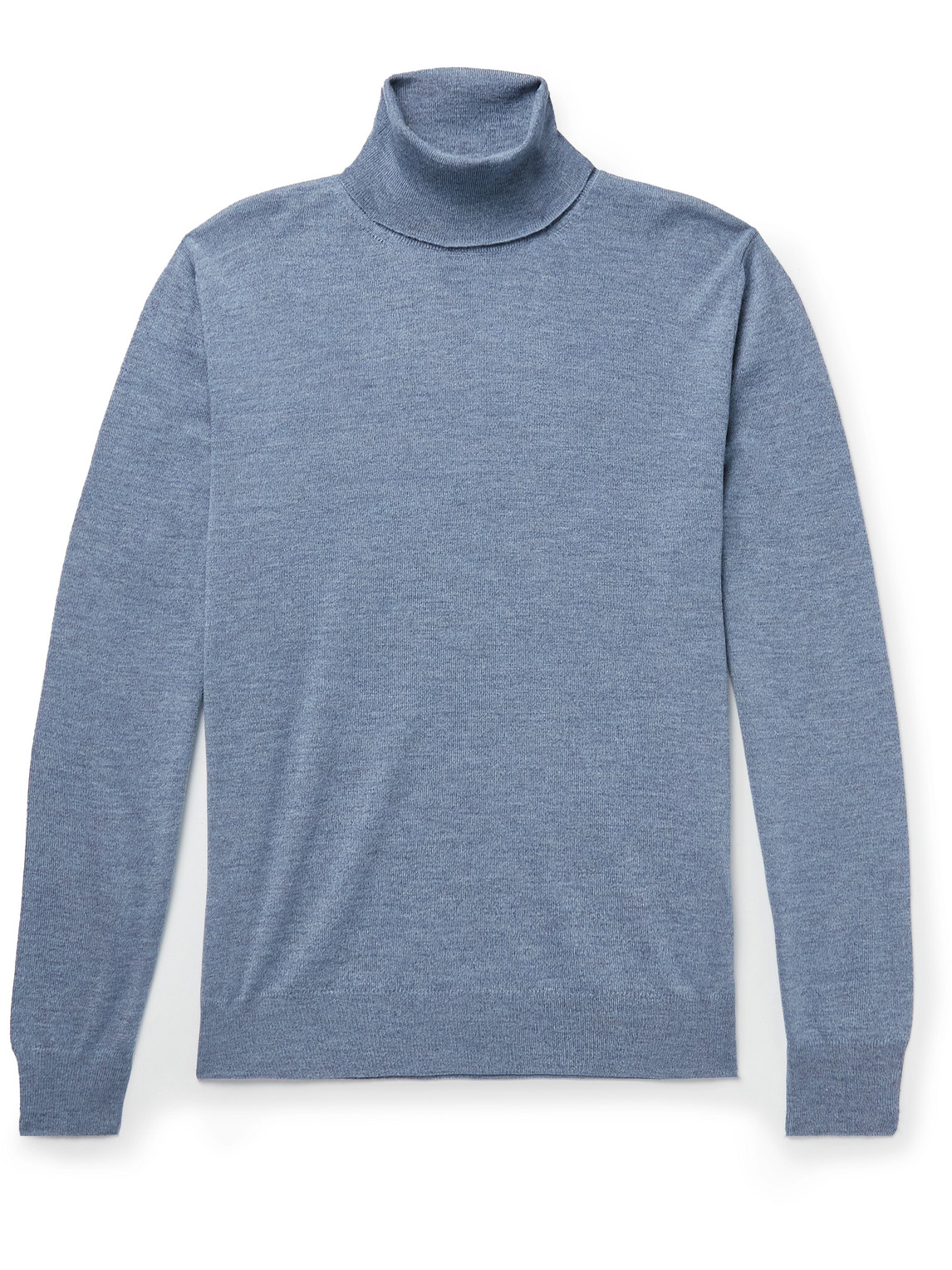Canali Mock Neck Merino Wool Sweater In Blue