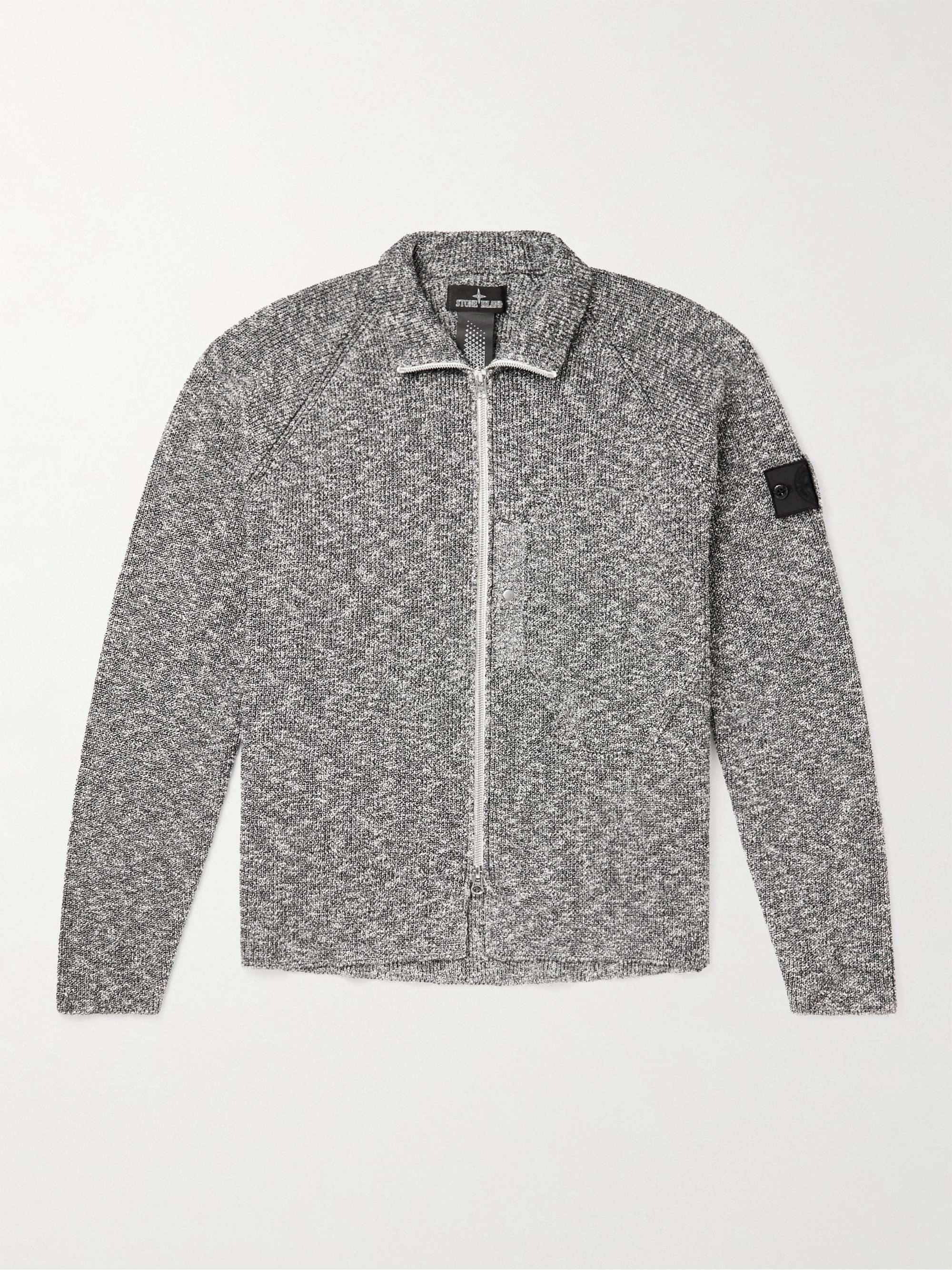 STONE ISLAND SHADOW PROJECT Logo-Appliquéd Knitted Zip-Up Cardigan for ...