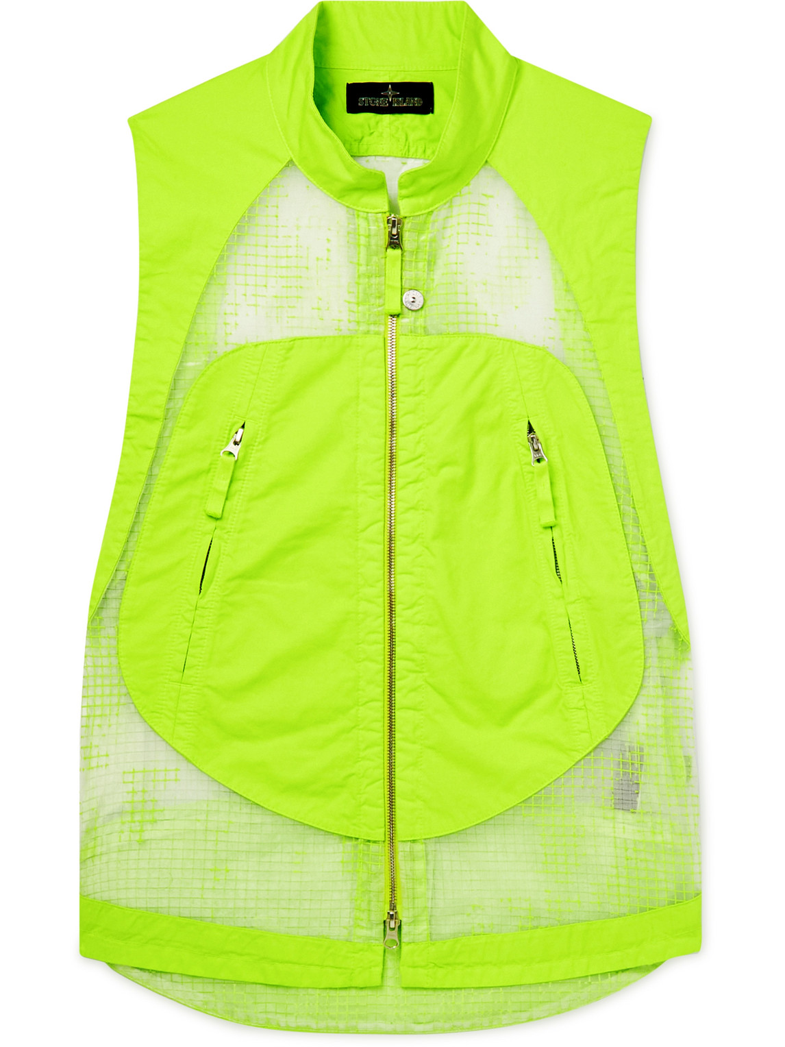 Stone Island Shadow Project Vest Distorted Ripstop Organza-tc Neon Green In Green
