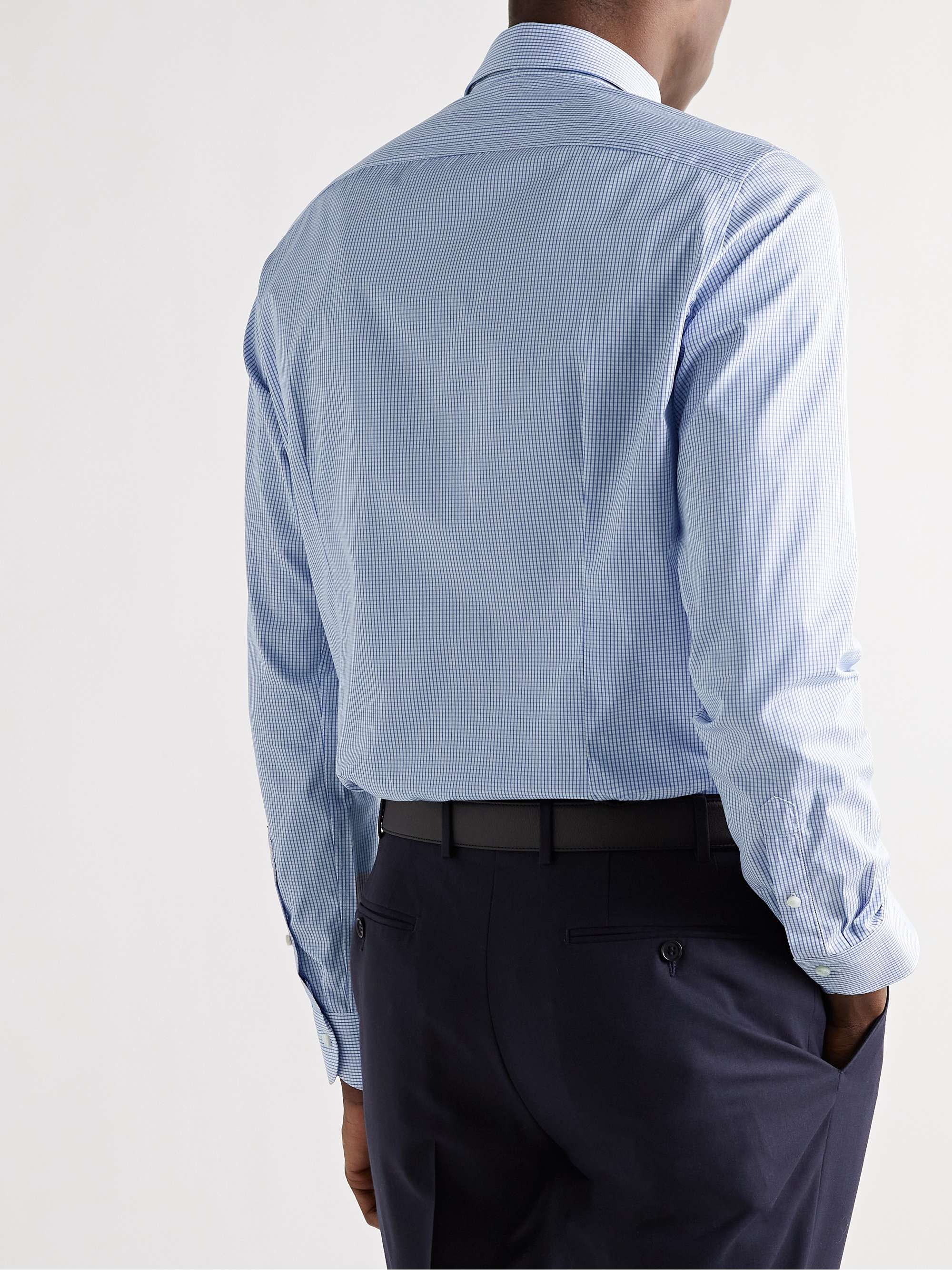 CANALI Slim-Fit Checked Cotton-Poplin Shirt
