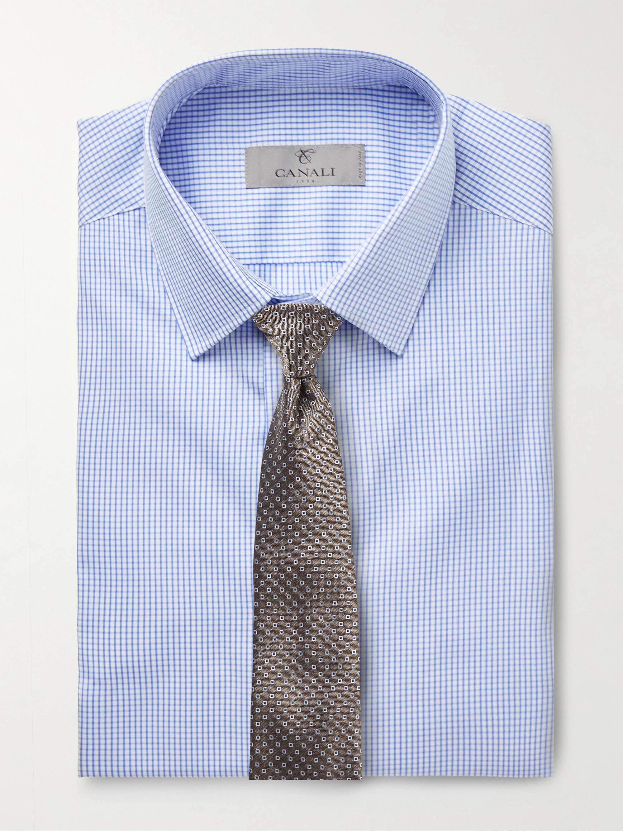 CANALI Slim-Fit Checked Cotton-Poplin Shirt