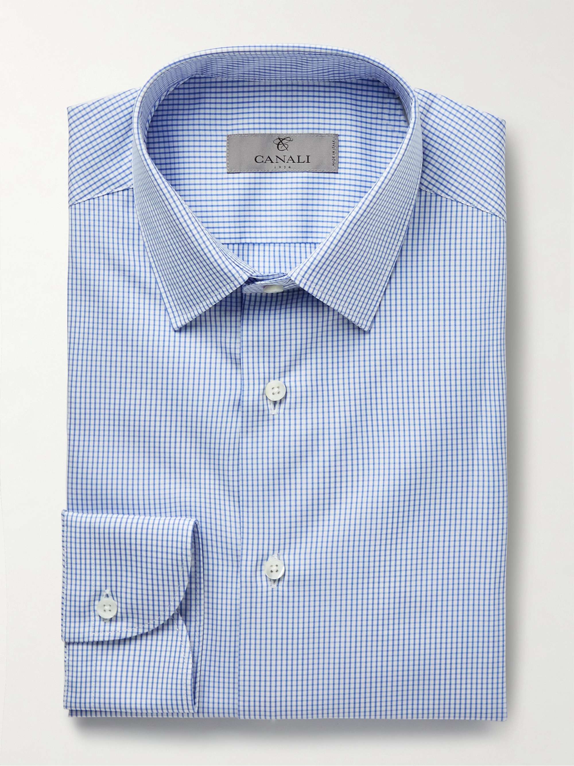 CANALI Slim-Fit Checked Cotton-Poplin Shirt