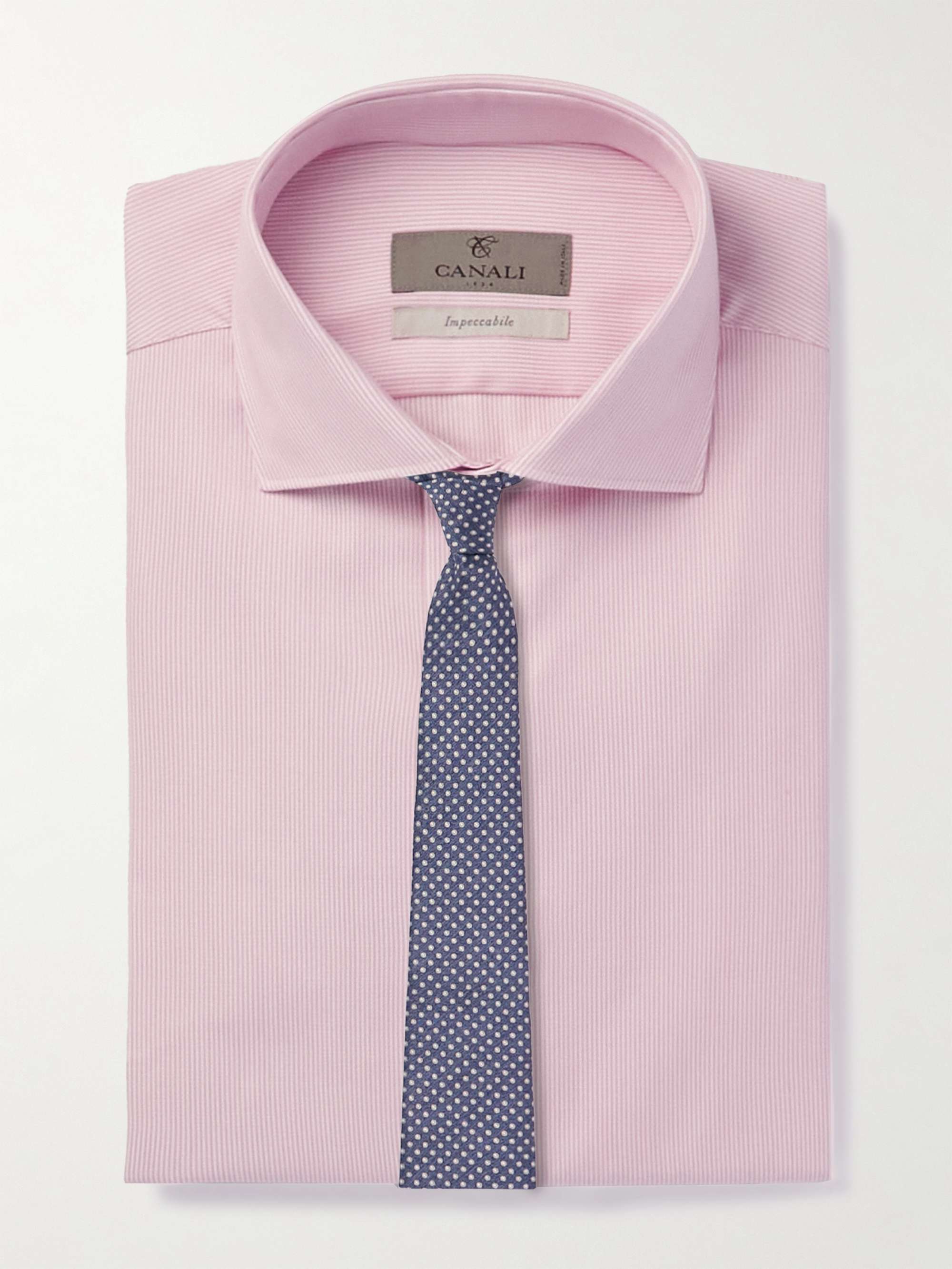 CANALI Impeccable Slim-Fit Striped Stretch-Cotton Shirt