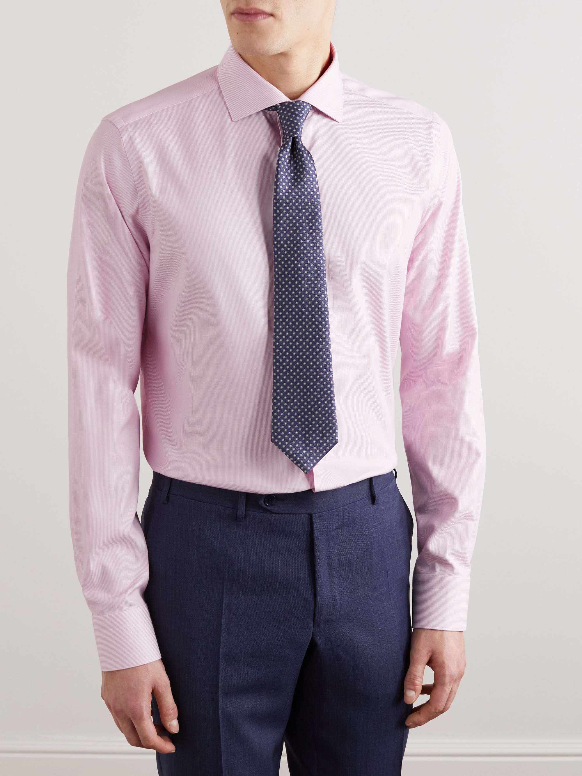 CANALI Impeccable Slim-Fit Striped Stretch-Cotton Shirt