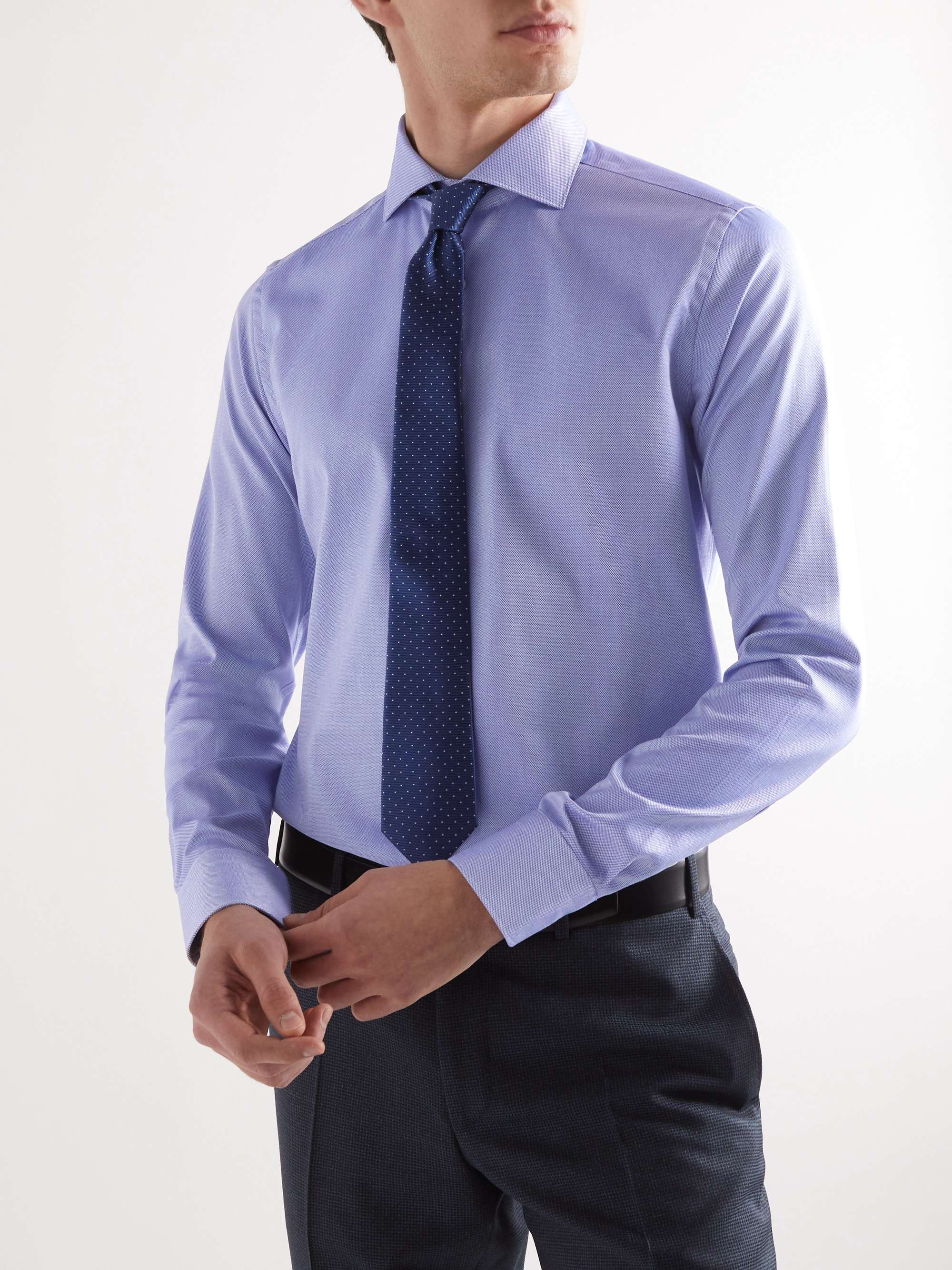 CANALI Slim-Fit Textured-Cotton Shirt
