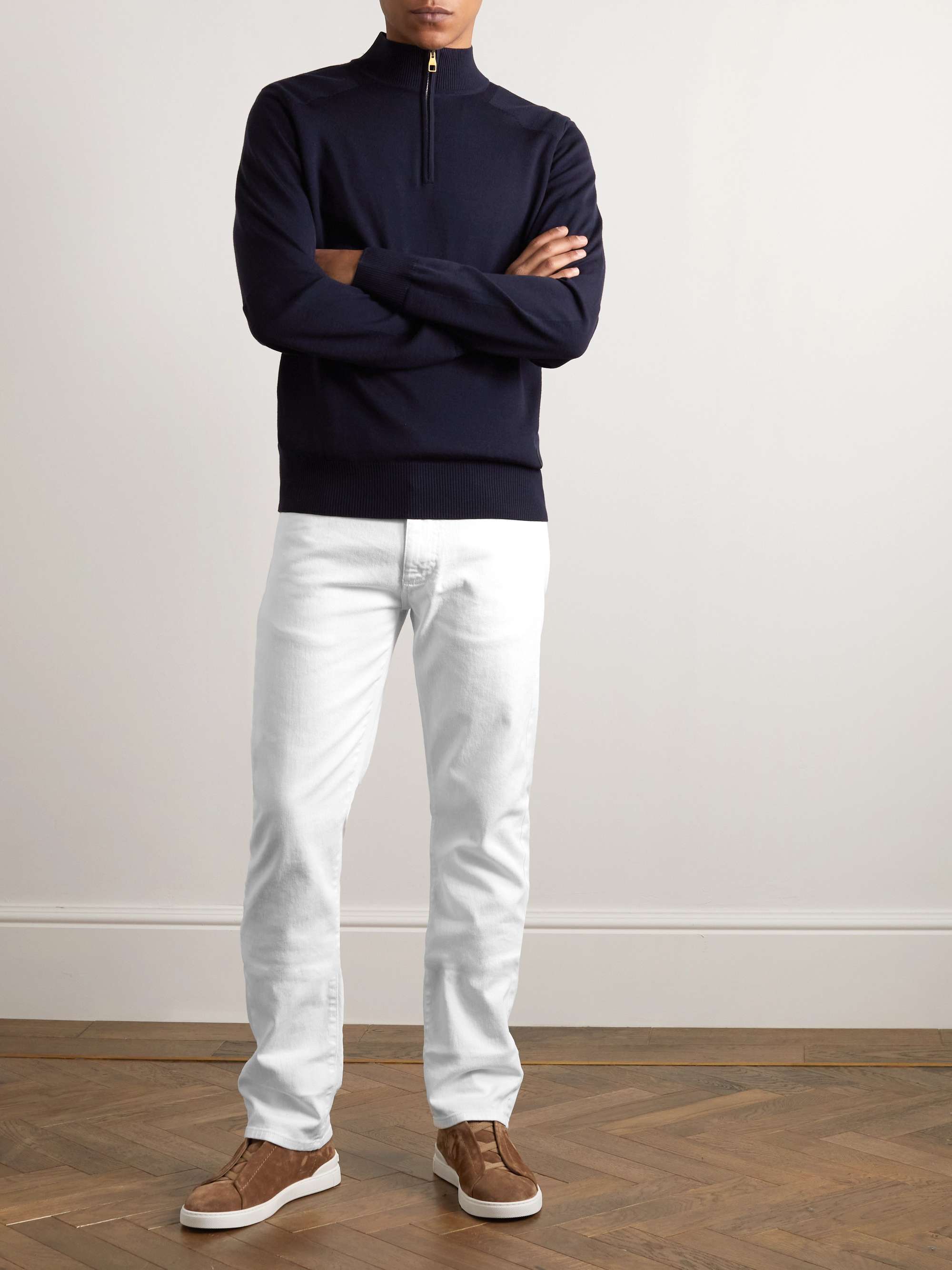 CANALI Straight-Leg Stretch-Cotton Twill Trousers