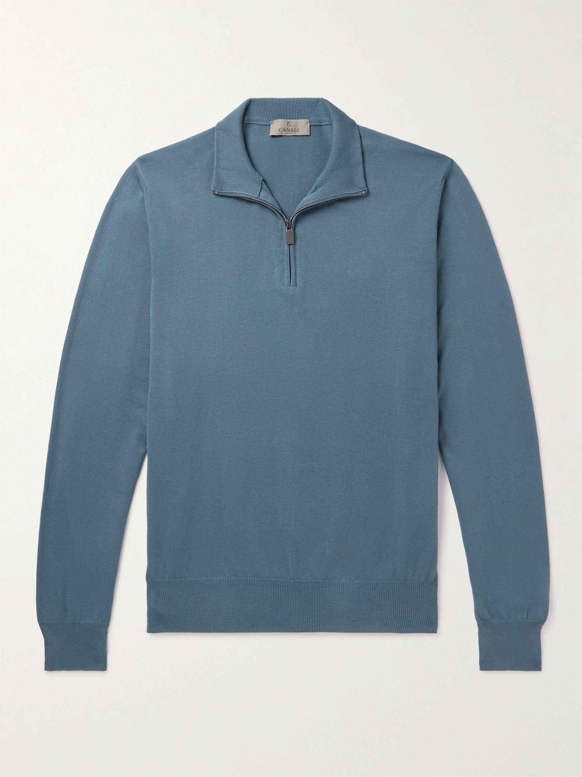 CANALI Slim-Fit Cotton Half-Zip Sweater