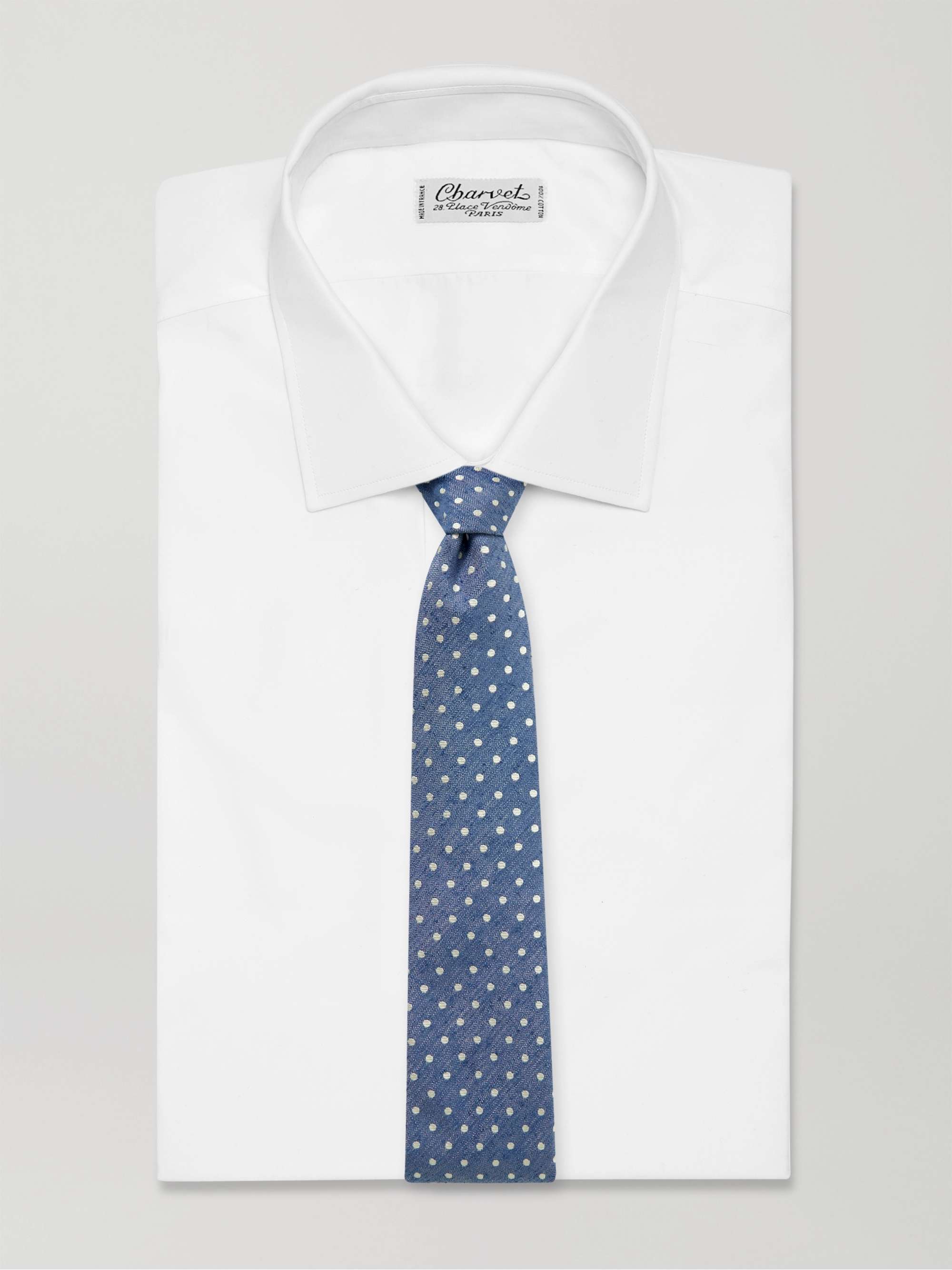 CANALI 8cm Polka-Dot Slub Silk-Jacquard Tie