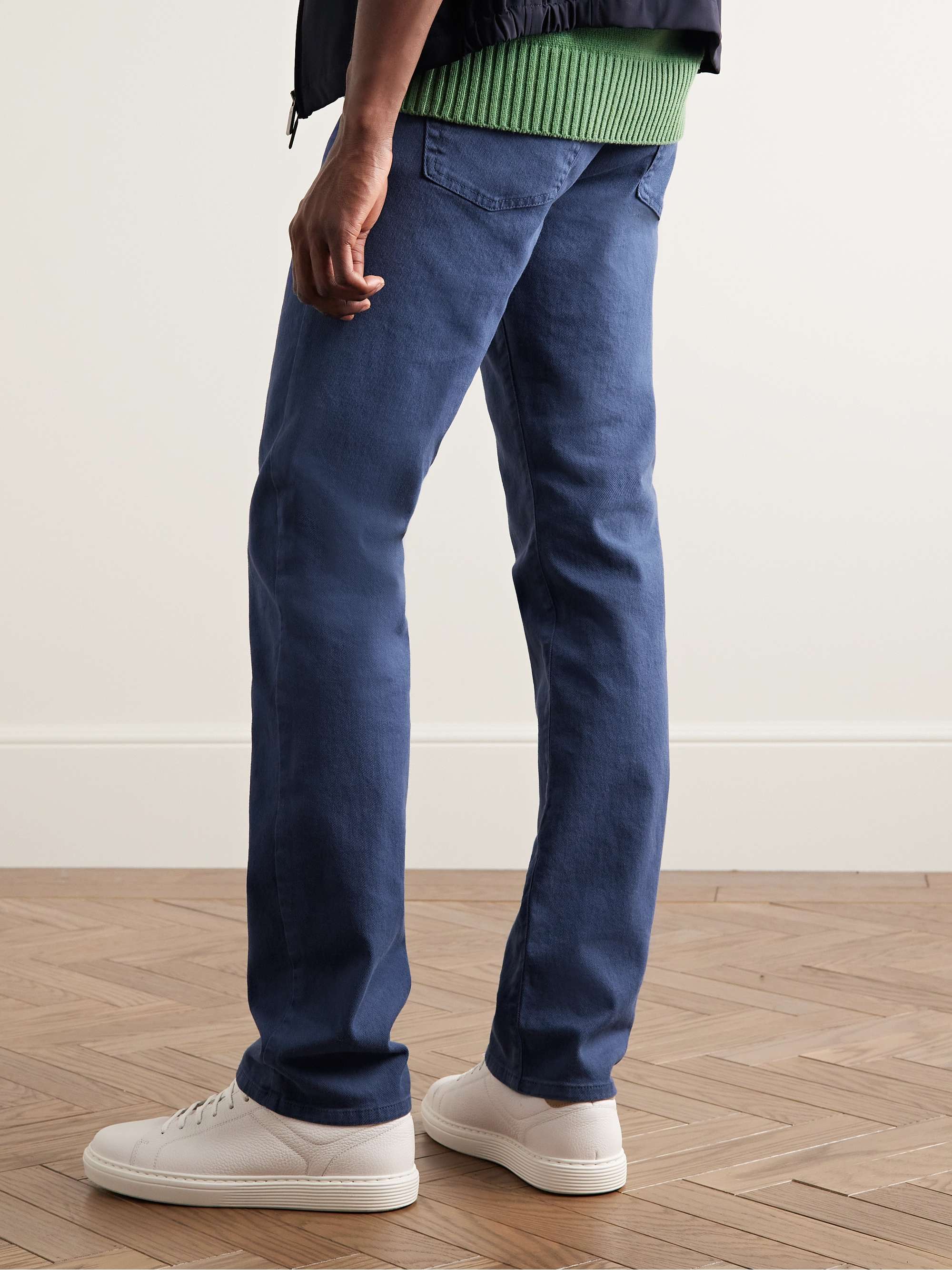 CANALI Straight-Leg Garment-Dyed Cotton-Blend Twill Trousers