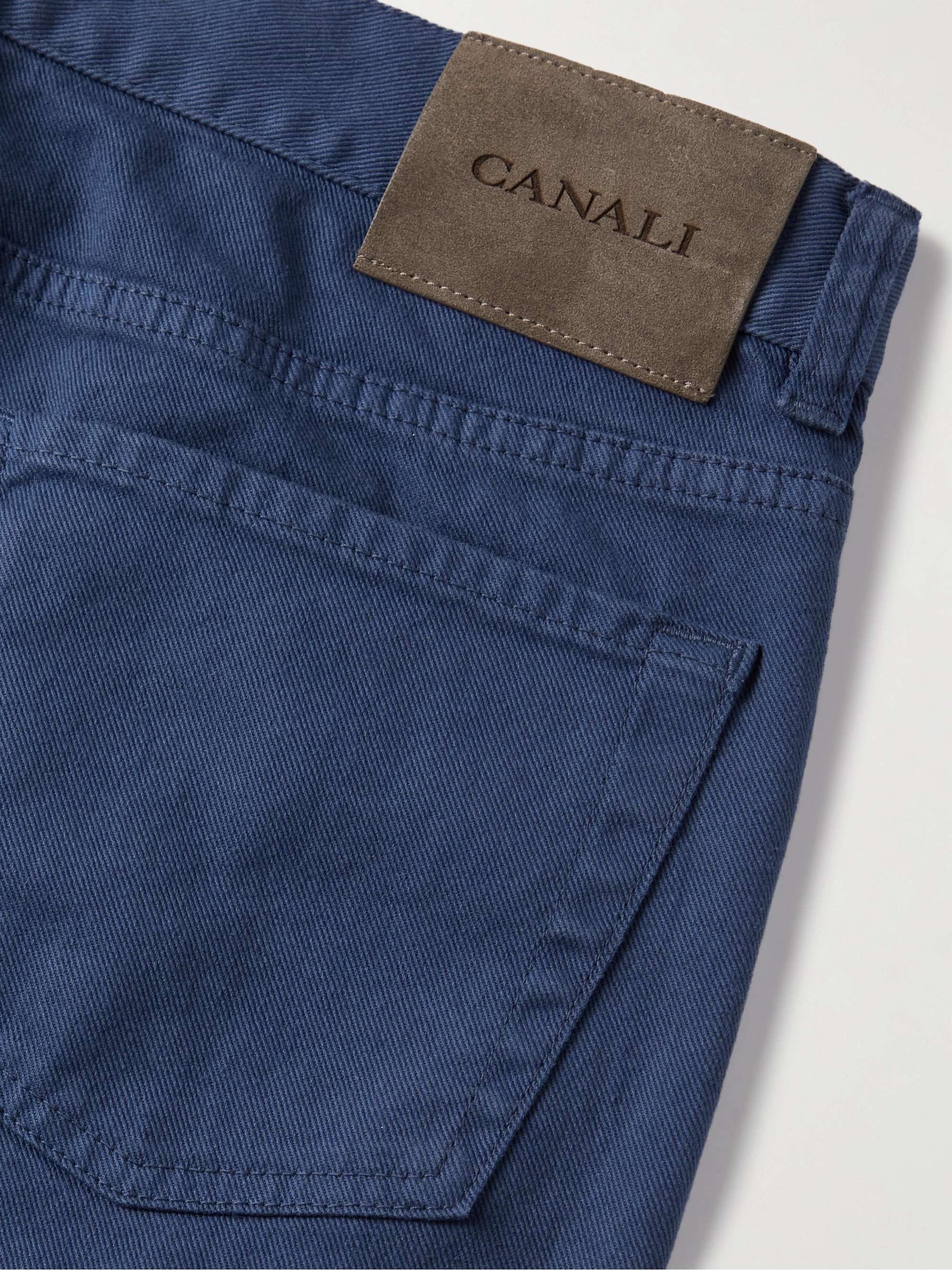 CANALI Straight-Leg Garment-Dyed Cotton-Blend Twill Trousers