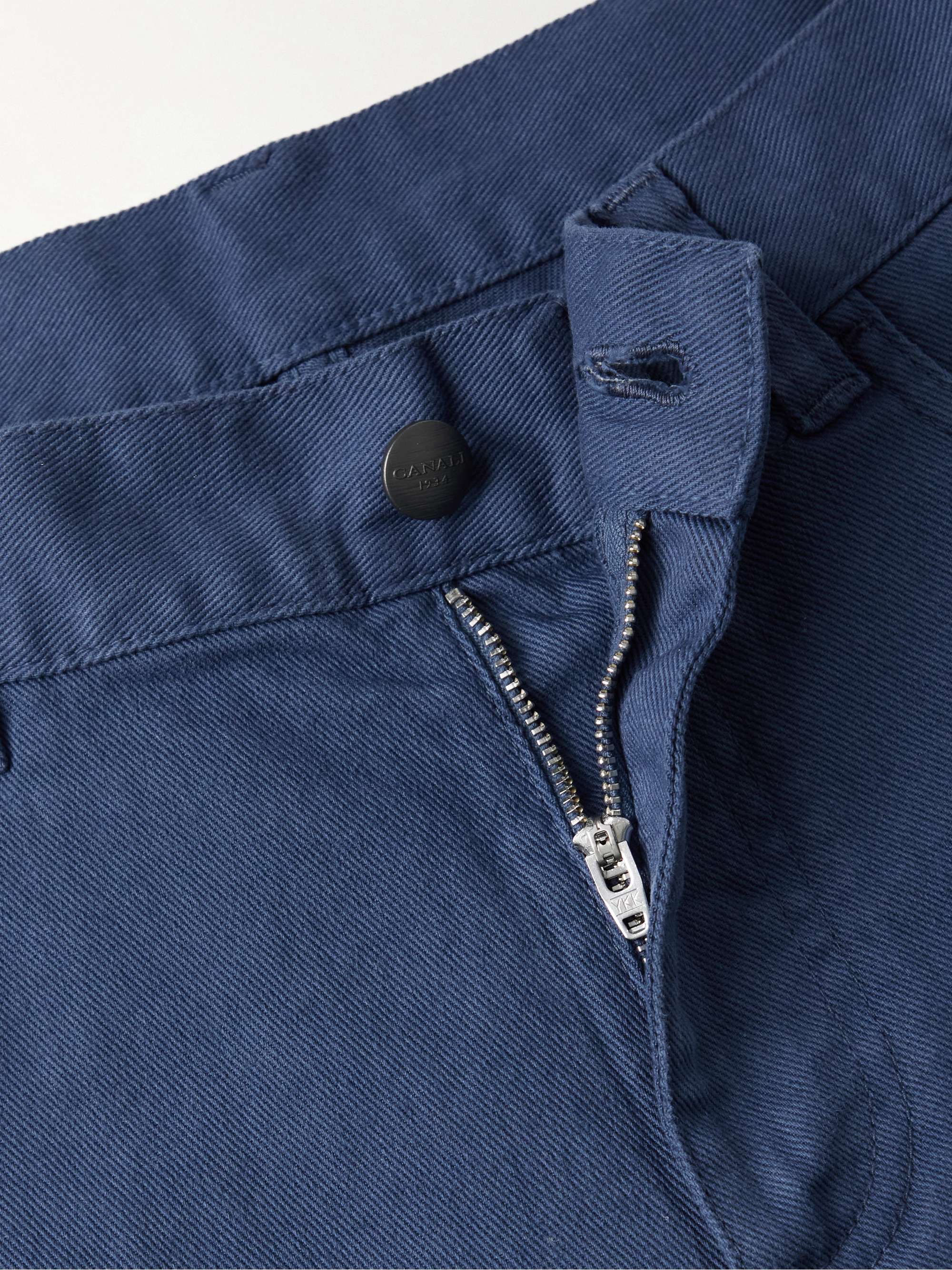 CANALI Straight-Leg Garment-Dyed Cotton-Blend Twill Trousers