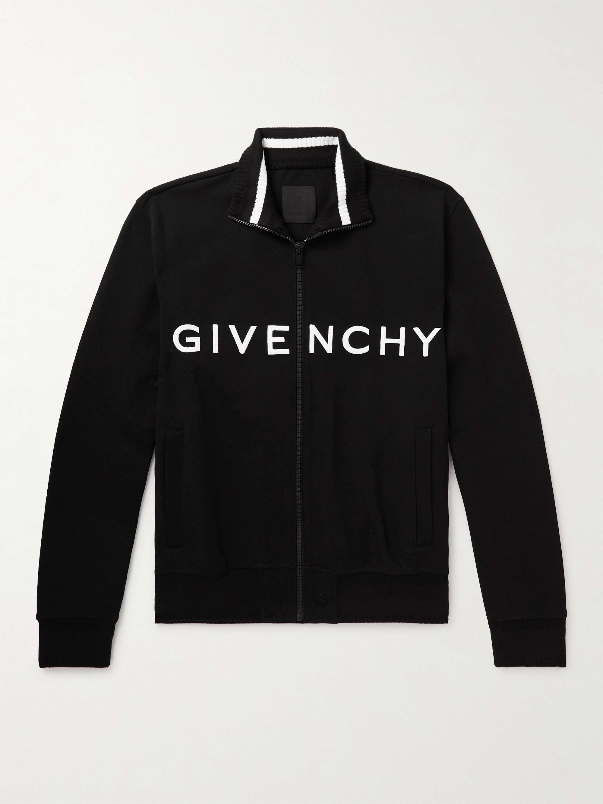 GIVENCHY Logo-Embroidered Stretch-Jersey Zip-Up Sweatshirt for Men | MR ...