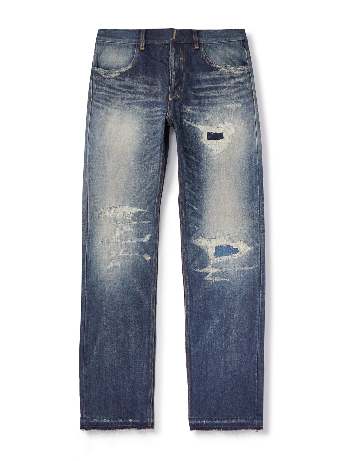 Straight-Leg Distressed Jeans