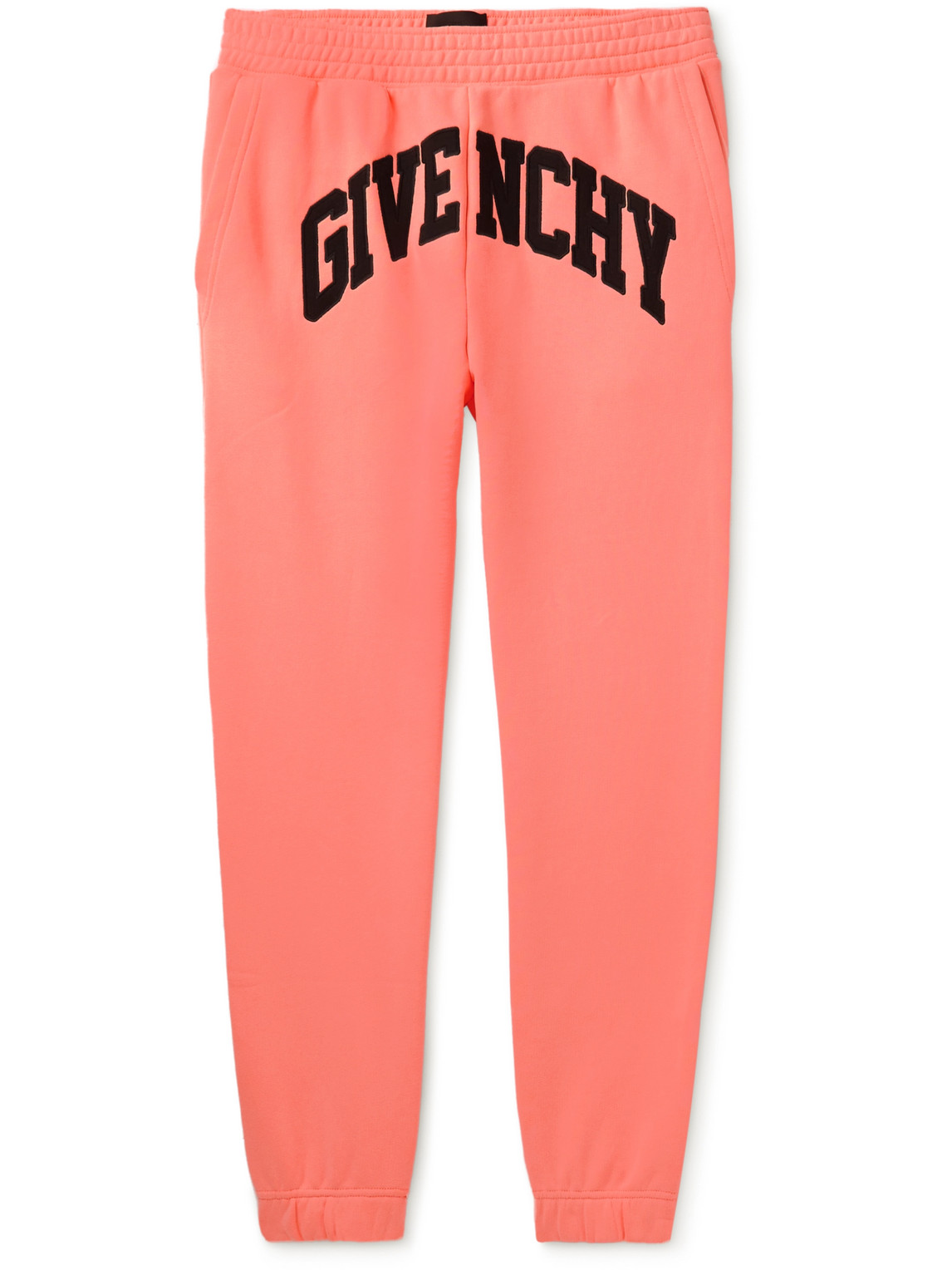 GIVENCHY TAPERED LOGO-EMBROIDERED COTTON-JERSEY SWEATPANTS