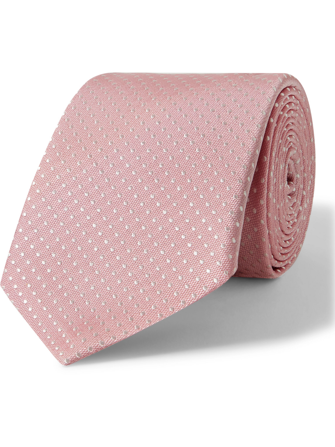 Canali 7cm Polka Dot Silk-jacquard Tie In Pink