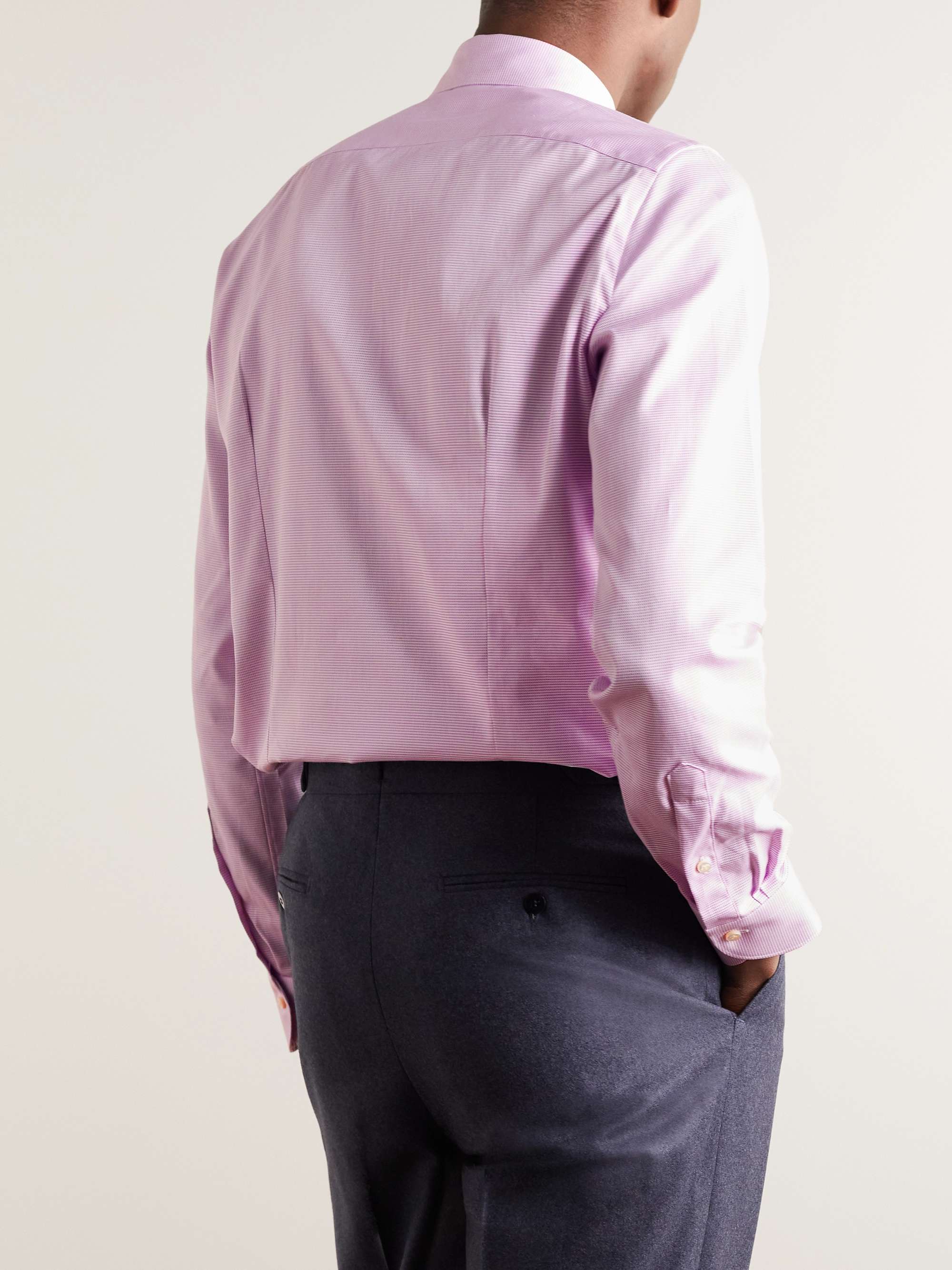 CANALI Slim-Fit Cutaway-Collar Cotton-Jacquard Shirt