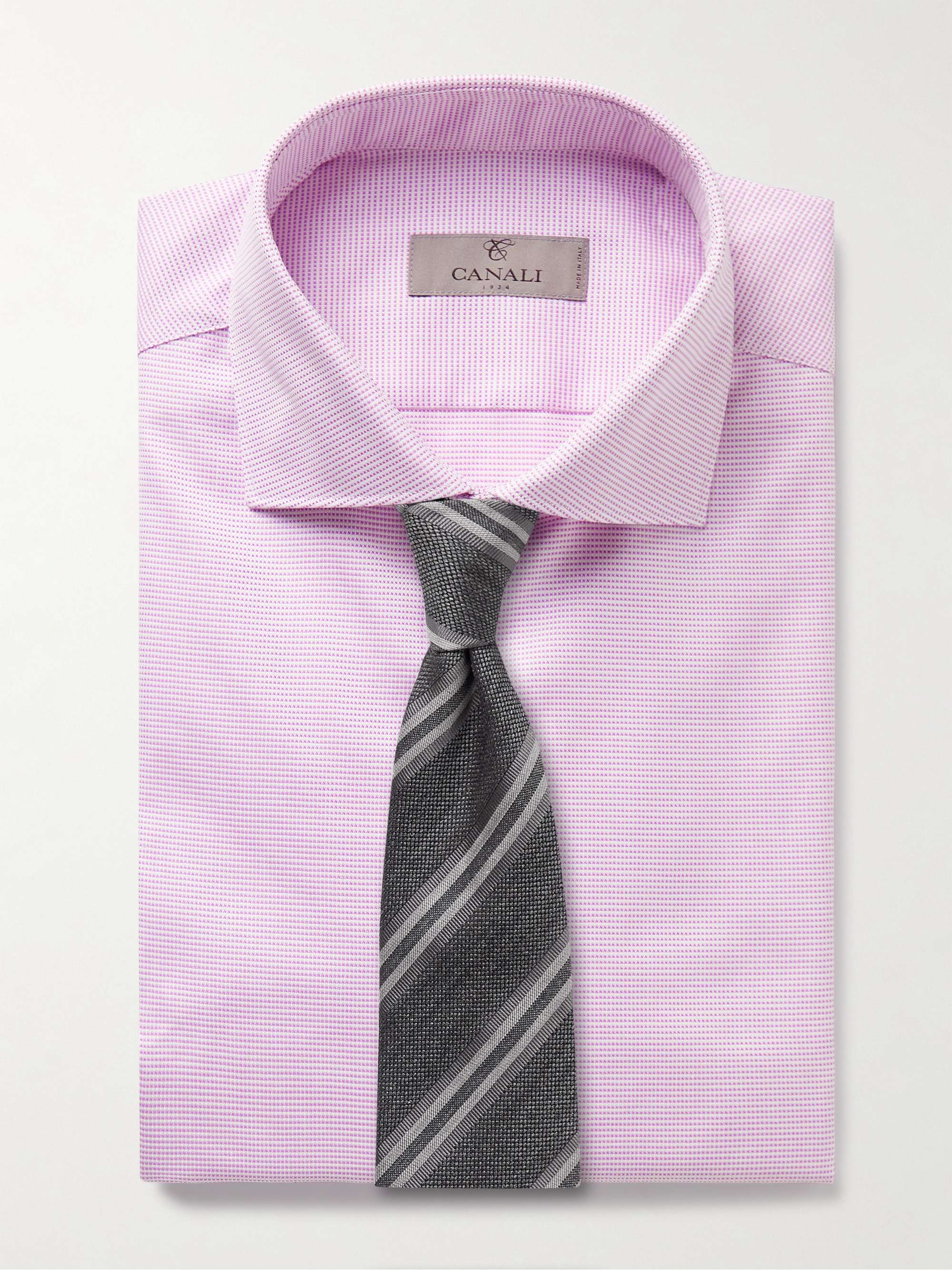 CANALI Slim-Fit Cutaway-Collar Cotton-Jacquard Shirt