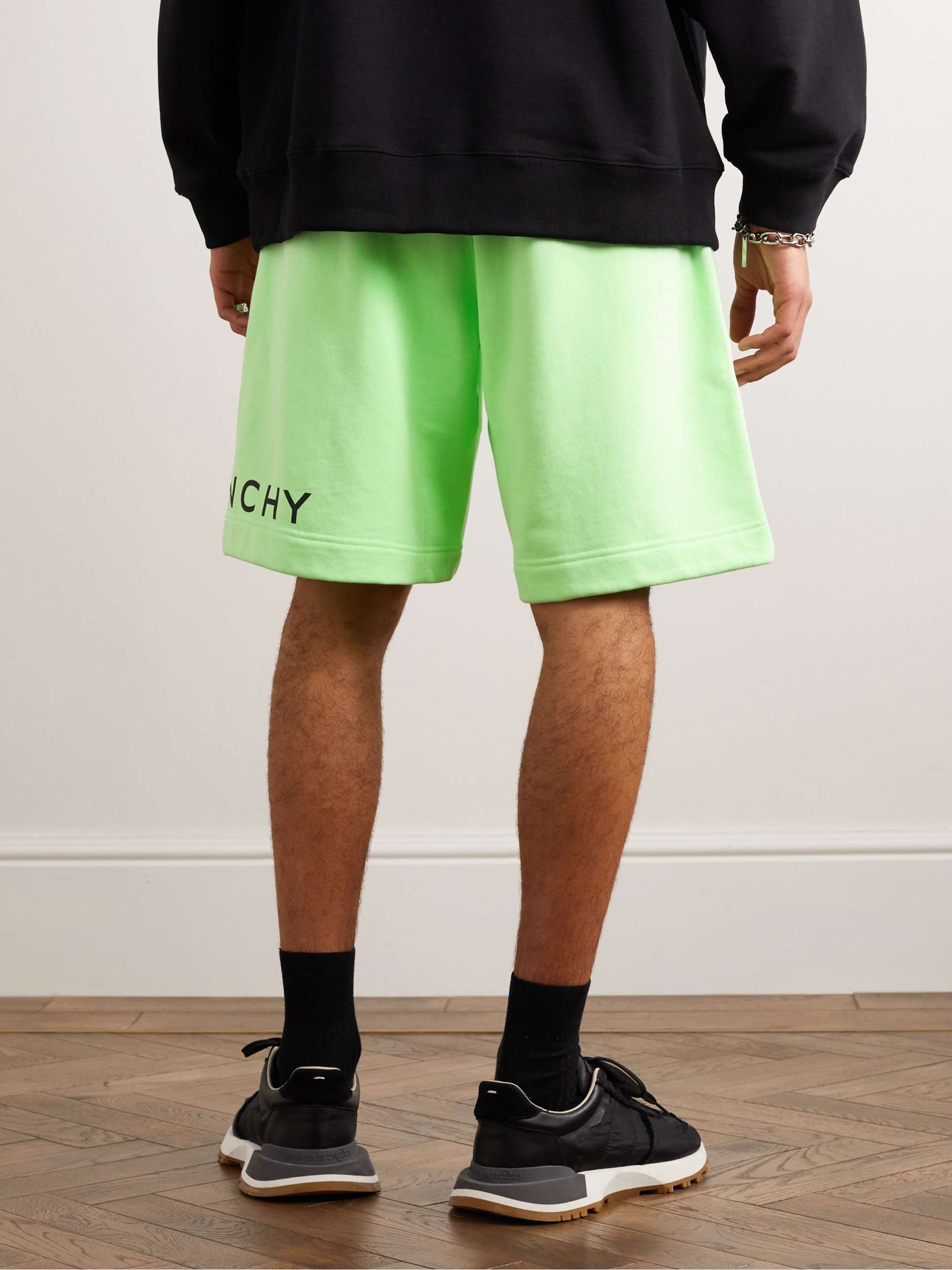 GIVENCHY Wide-Leg Logo-Print Cotton-Jersey Shorts