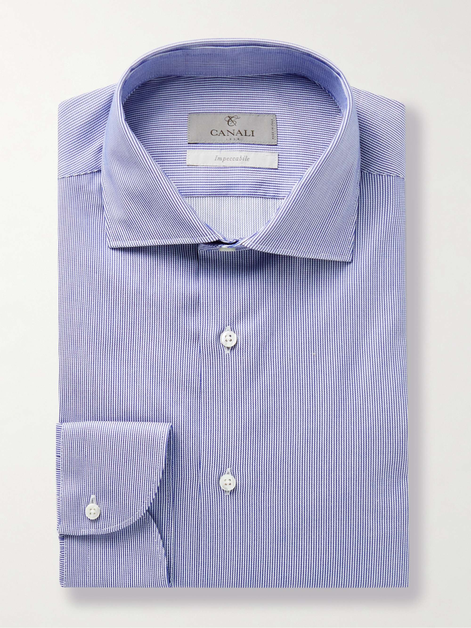 dreng Øde radioaktivitet CANALI Cutaway-Collar Striped Impeccabile Cotton-Blend Shirt | MR PORTER