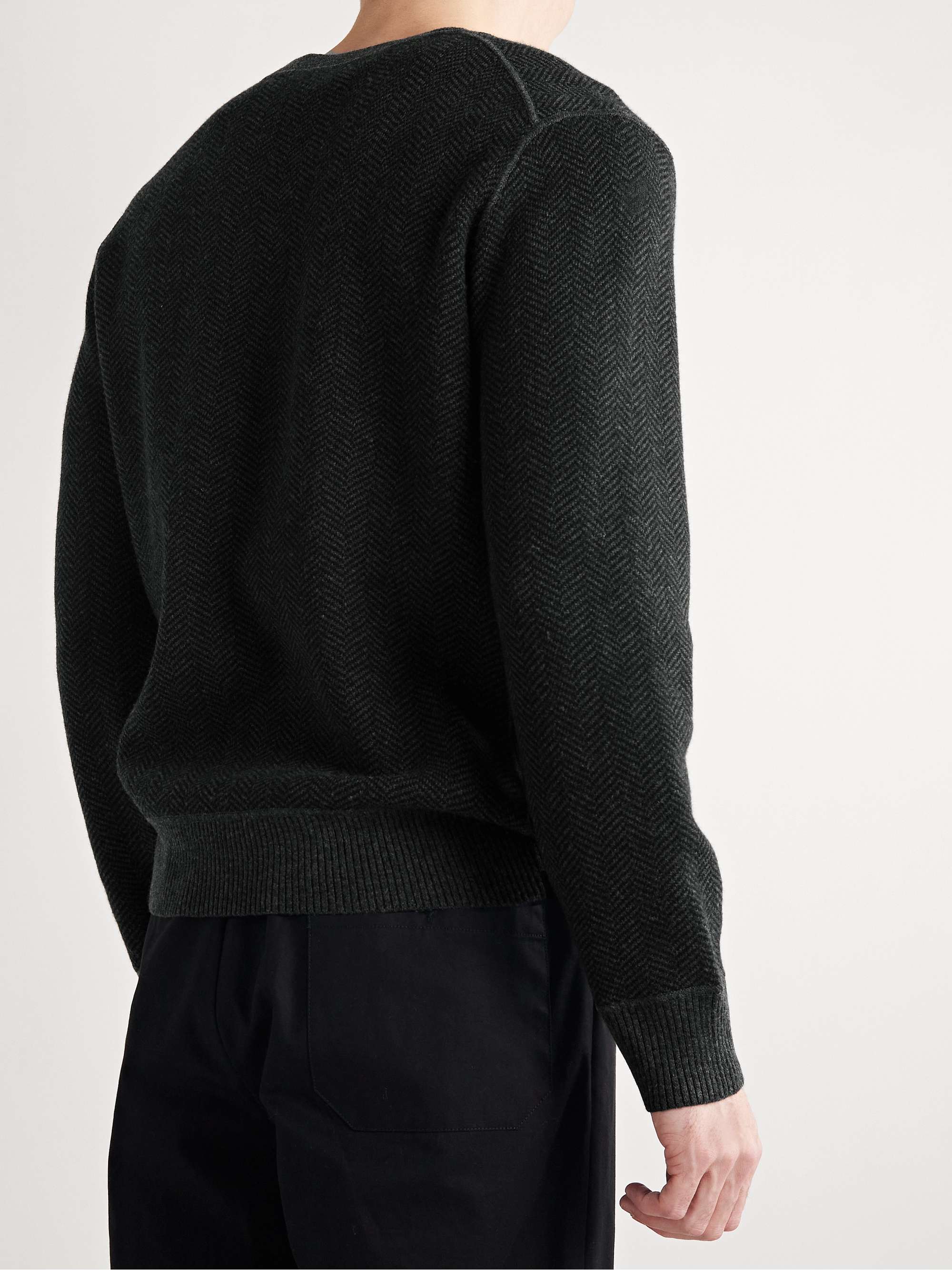 THEORY Alcos Herringbone Wool-Blend Sweatshirt