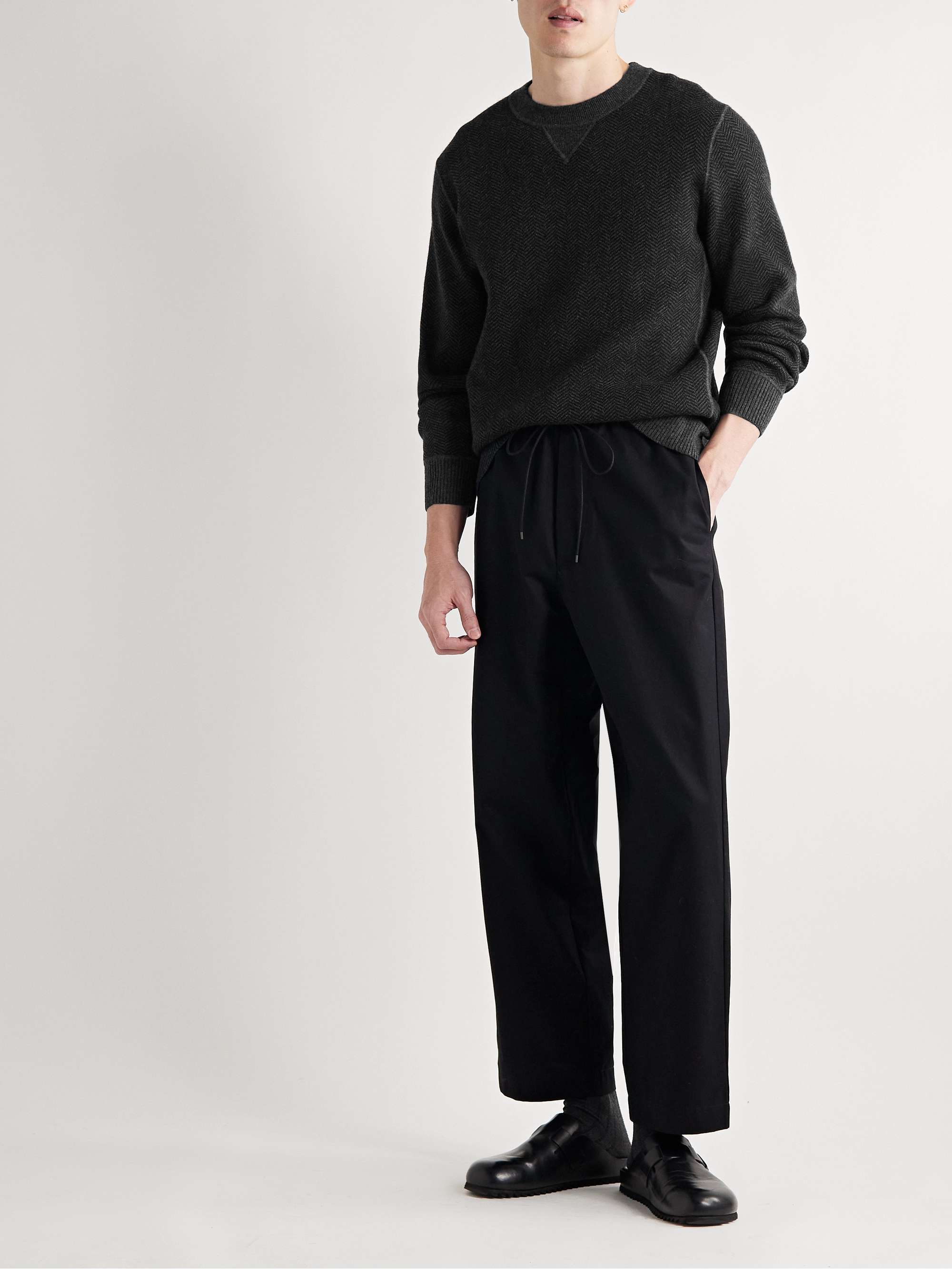 THEORY Alcos Herringbone Wool-Blend Sweatshirt