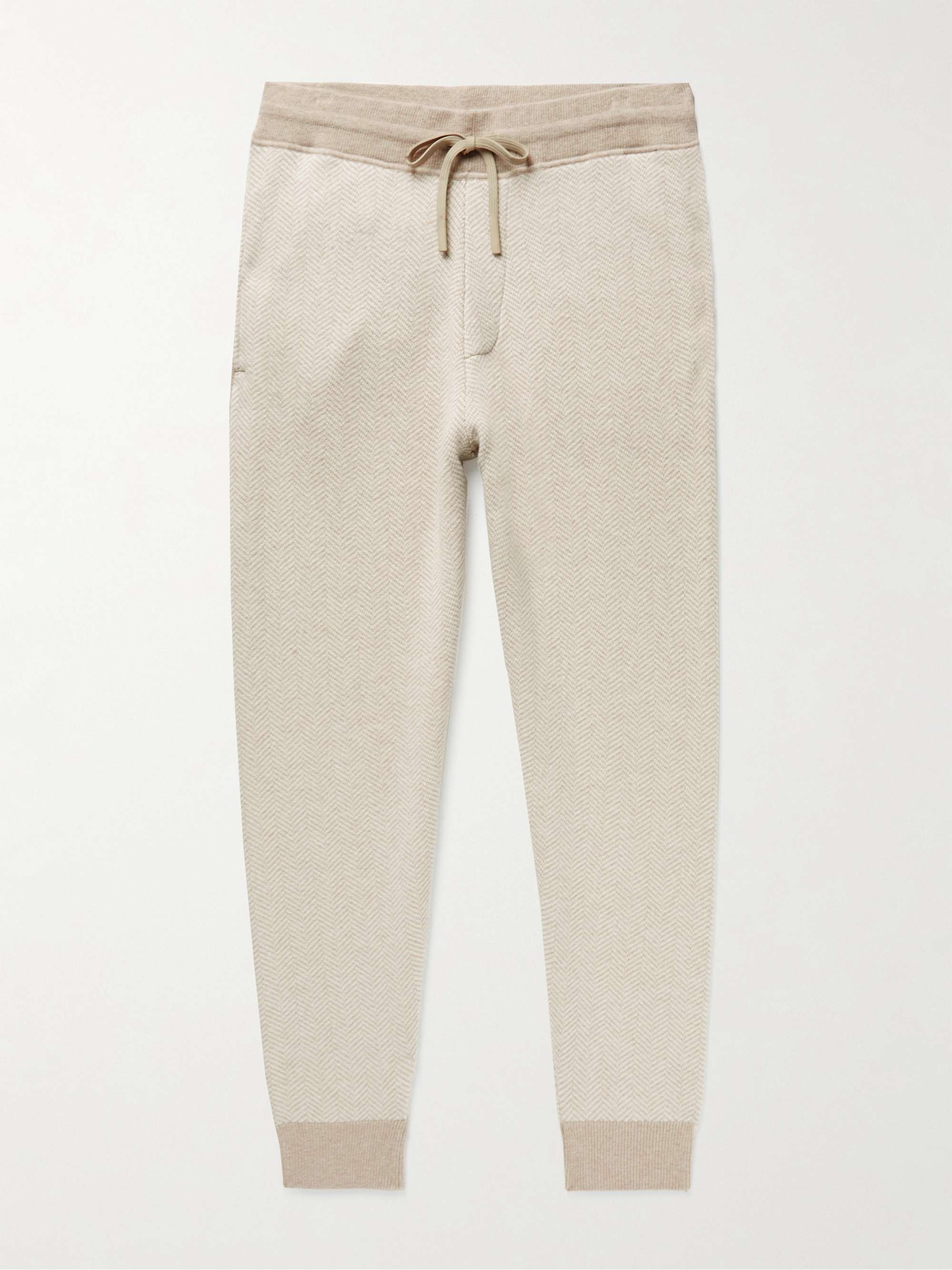 THEORY Alcos Tapered Herringbone Wool-Blend Sweatpants