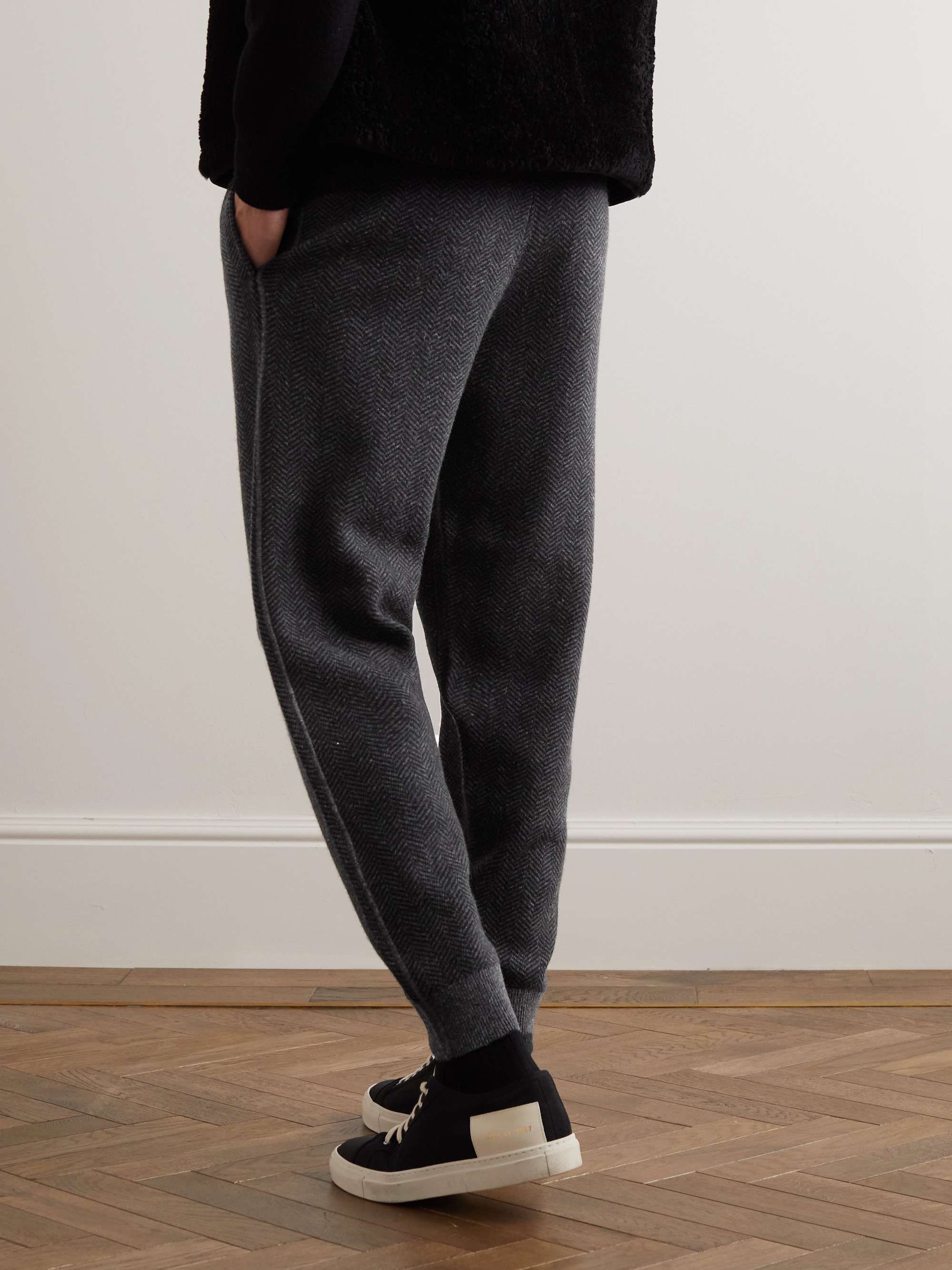 THEORY Alcos Tapered Herringbone Wool-Blend Sweatpants