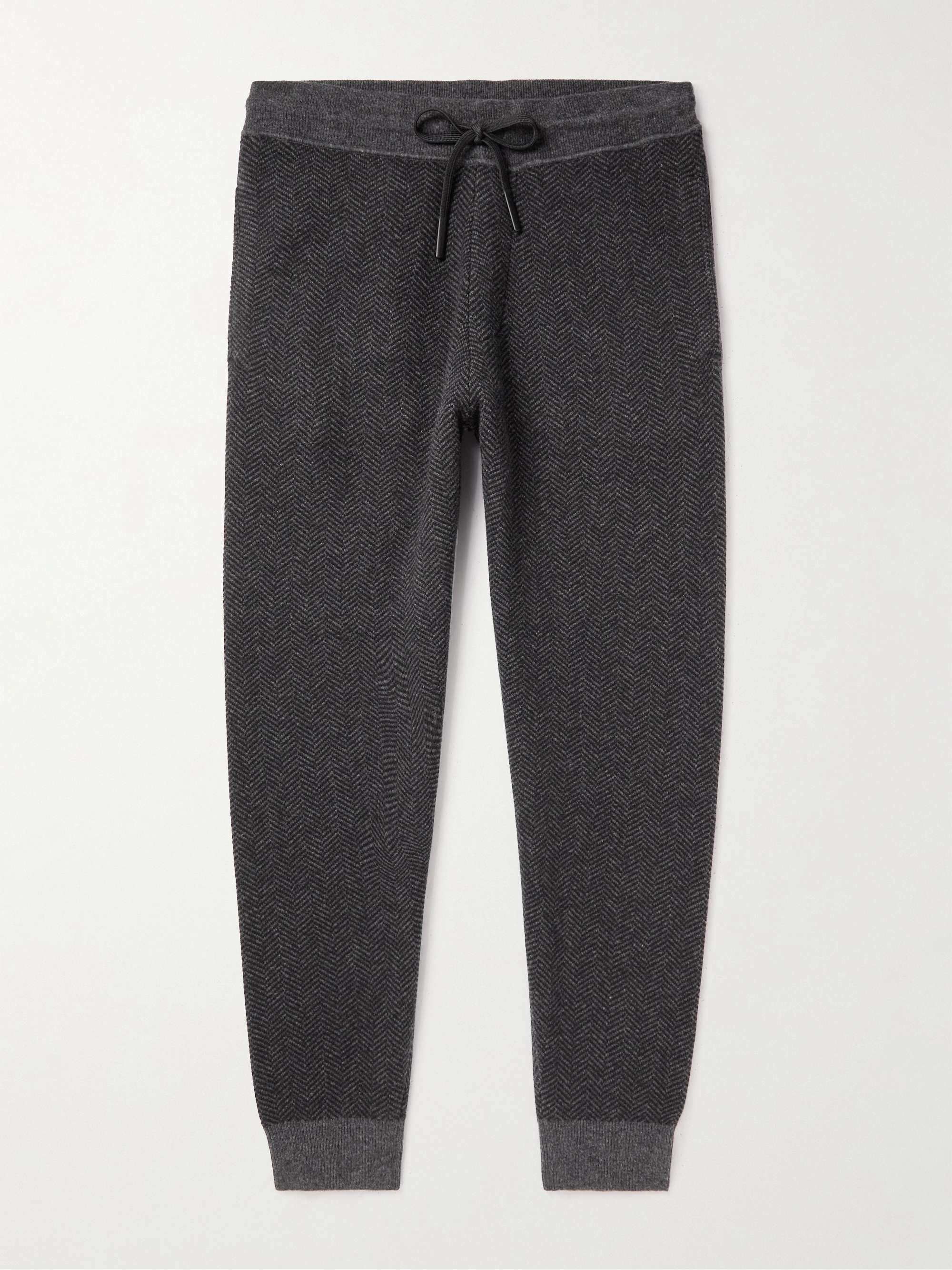 THEORY Alcos Tapered Herringbone Wool-Blend Sweatpants