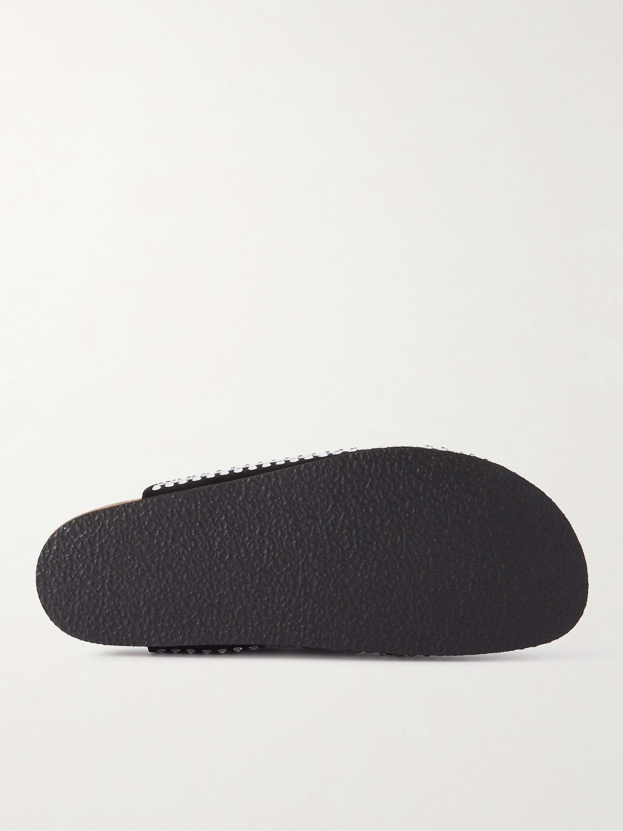 JW ANDERSON Leather-Trimmed Crystal-Embellished Suede Slippers