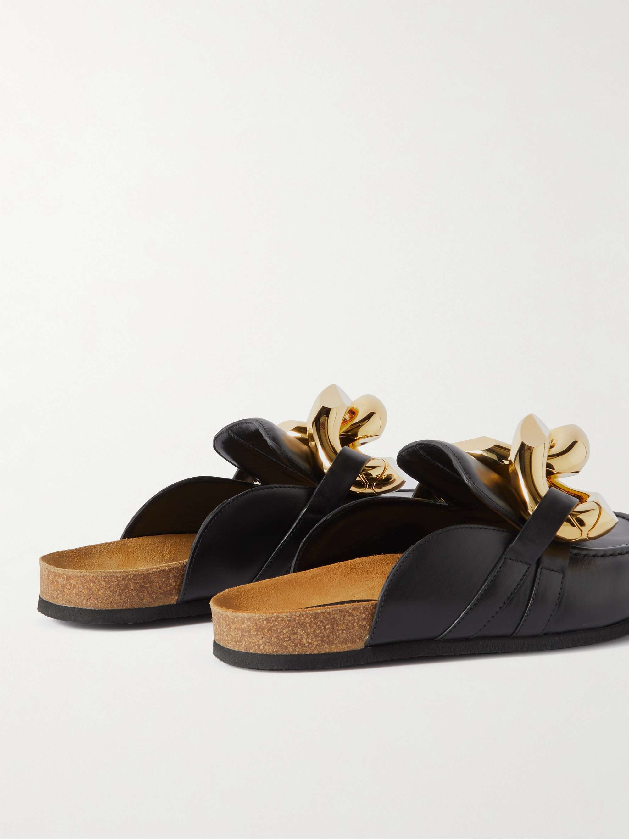 JW ANDERSON Chain-Embellished Leather Backless Loafers
