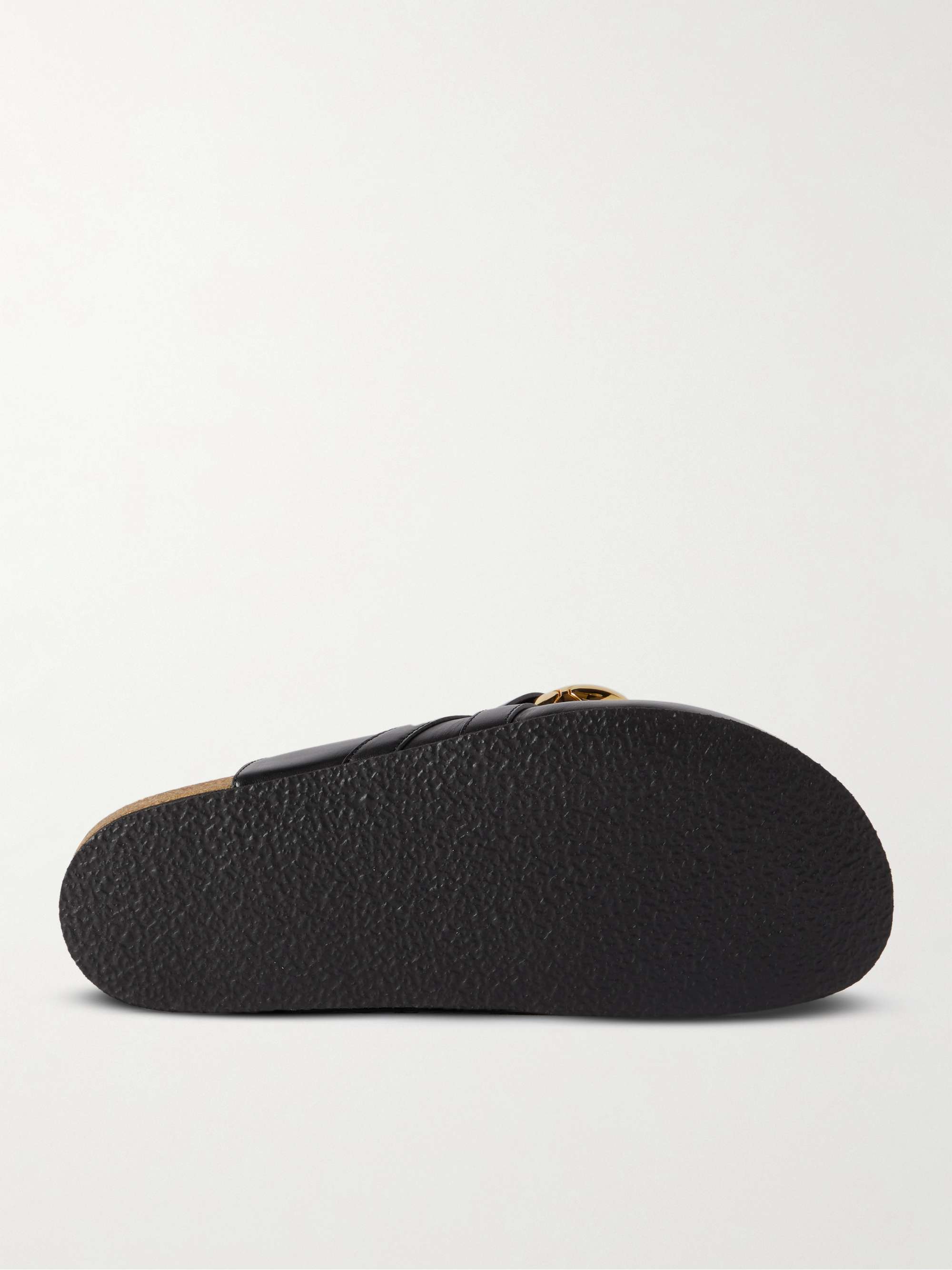 JW ANDERSON Chain-Embellished Leather Backless Loafers
