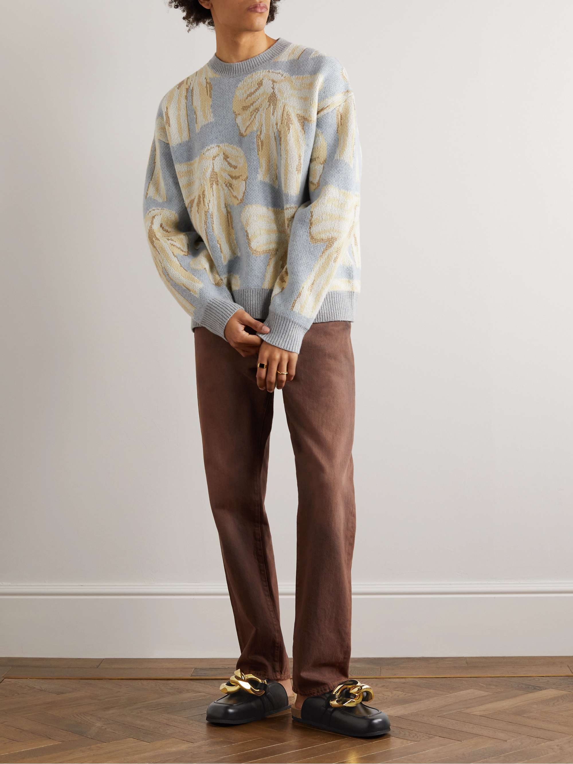 JW ANDERSON Chain-Embellished Leather Backless Loafers