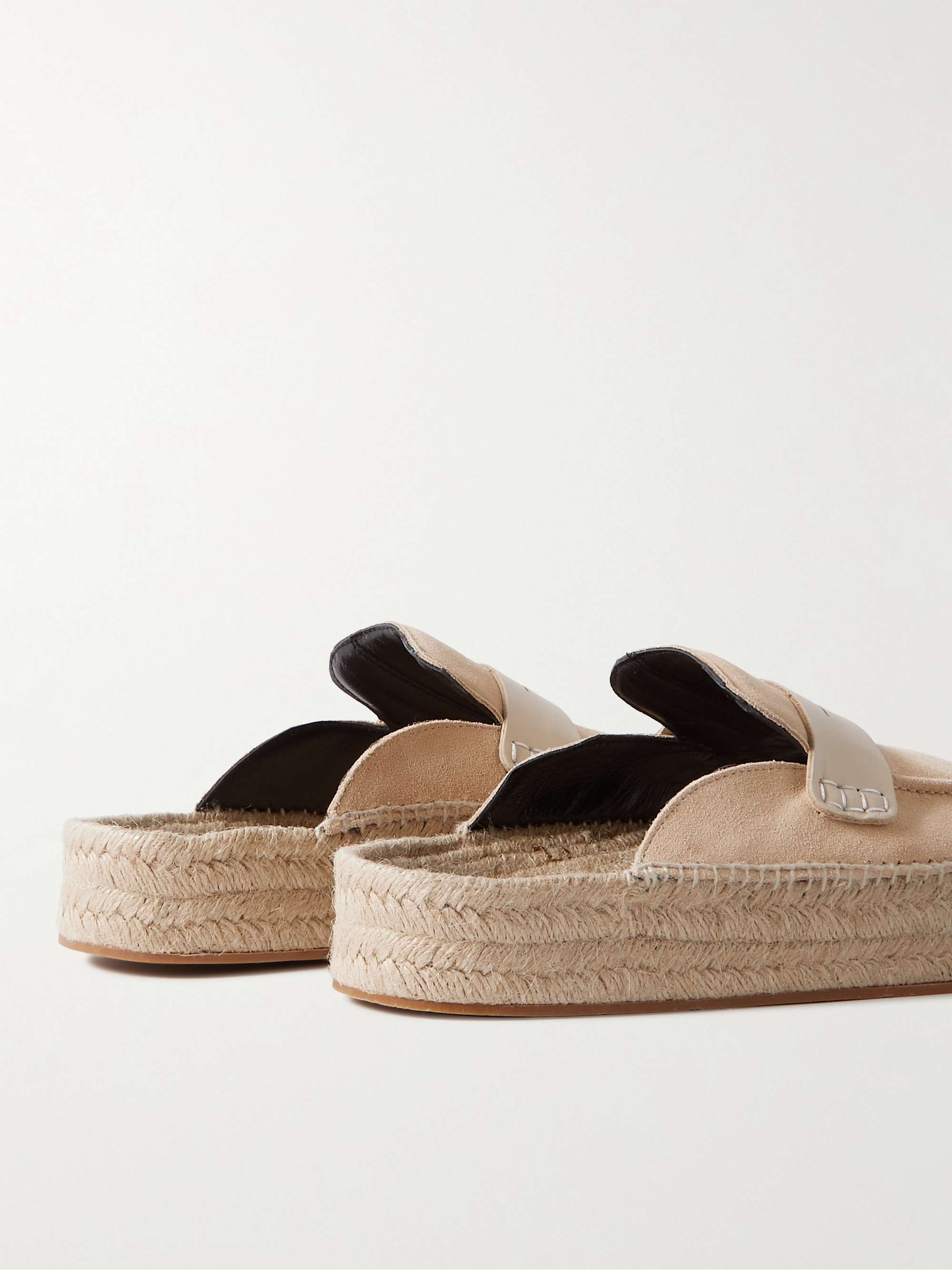 JW ANDERSON Leather-Trimmed Suede Backless Espadrilles