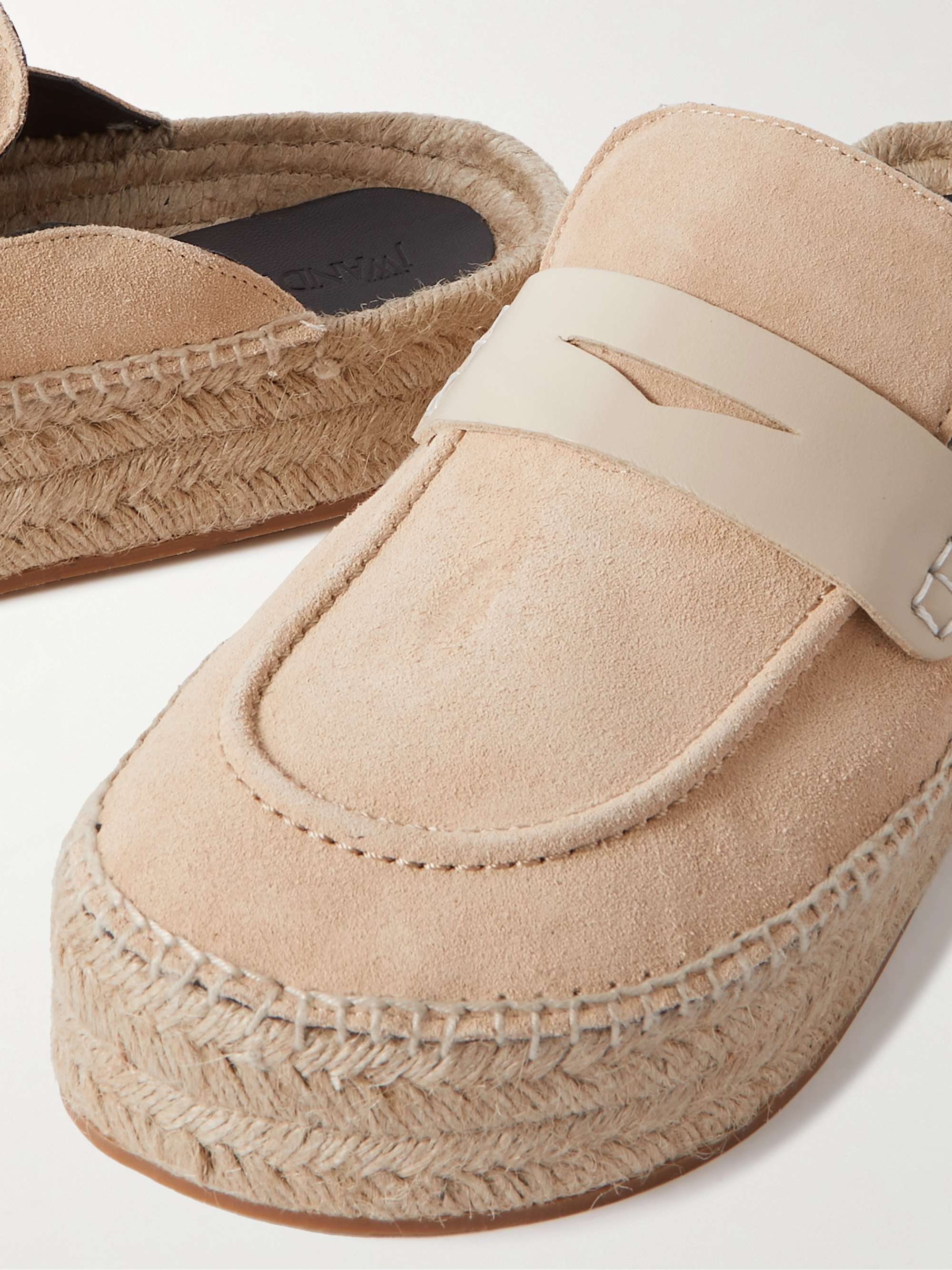 JW ANDERSON Leather-Trimmed Suede Backless Espadrilles
