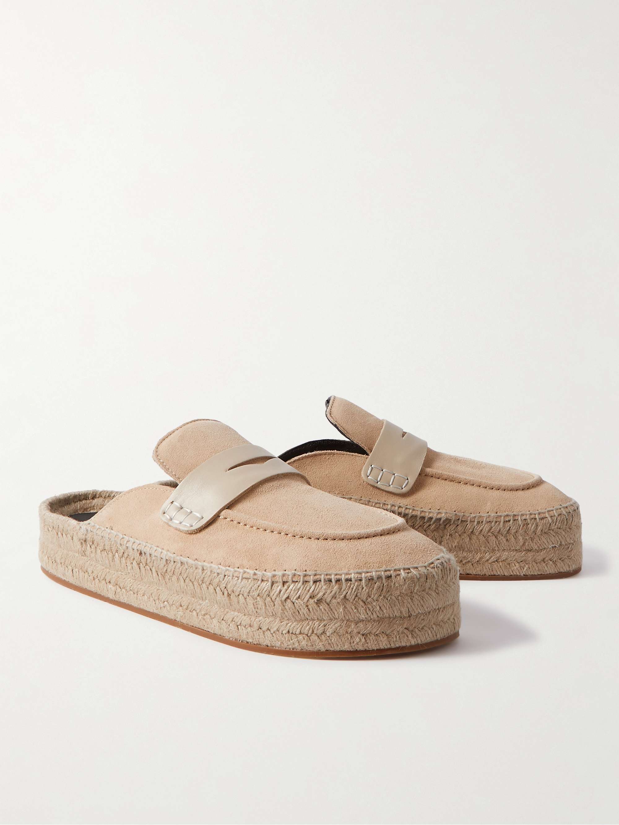 JW ANDERSON Leather-Trimmed Suede Backless Espadrilles